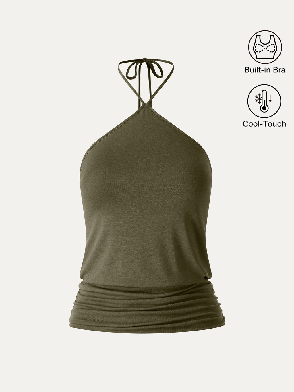 OGLmove CoolTouch Halter Ruched Hem Bra Top