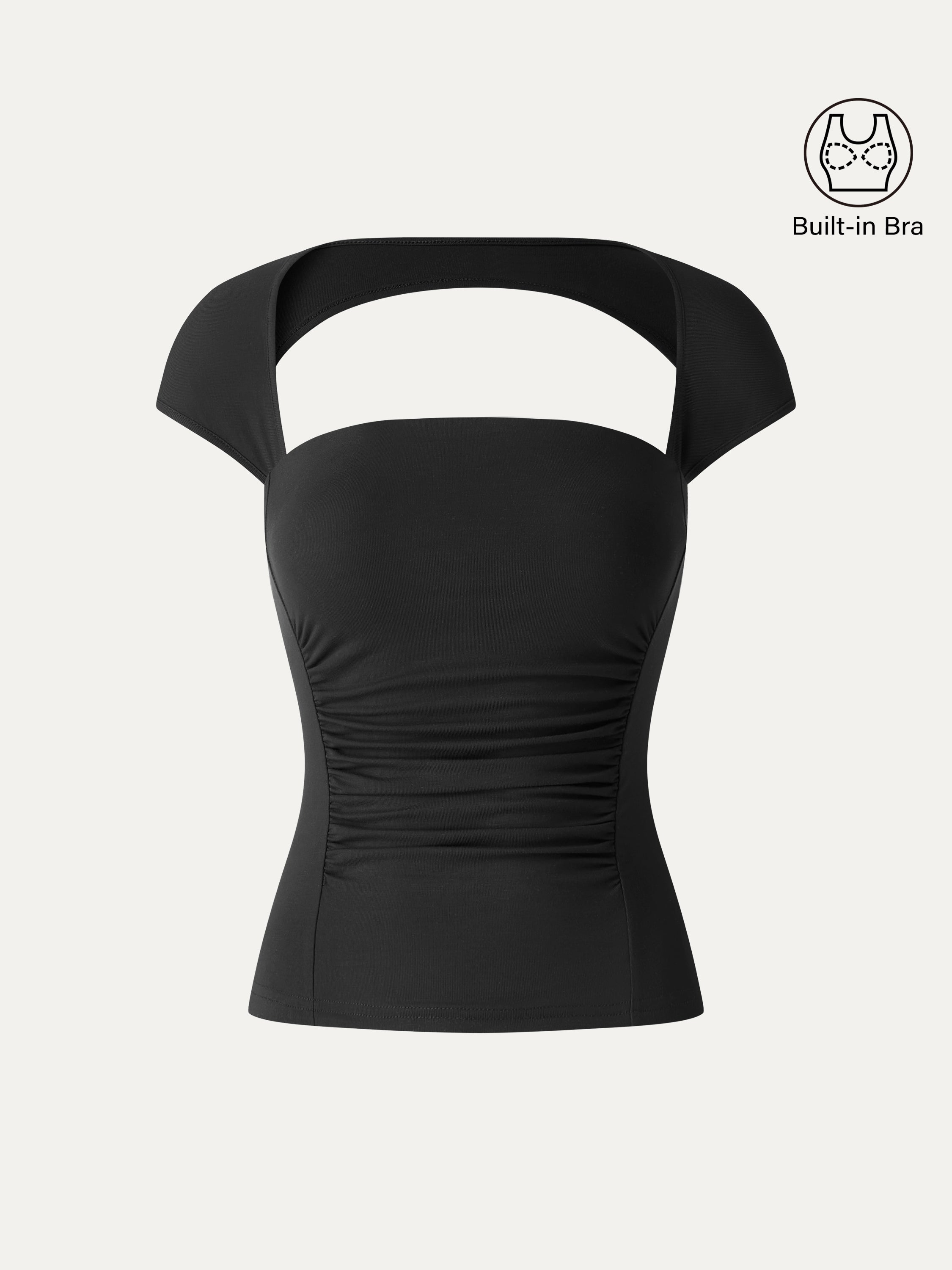 OGLmove SkinKiss Square Neck Cutout Back Ruched Bra Top