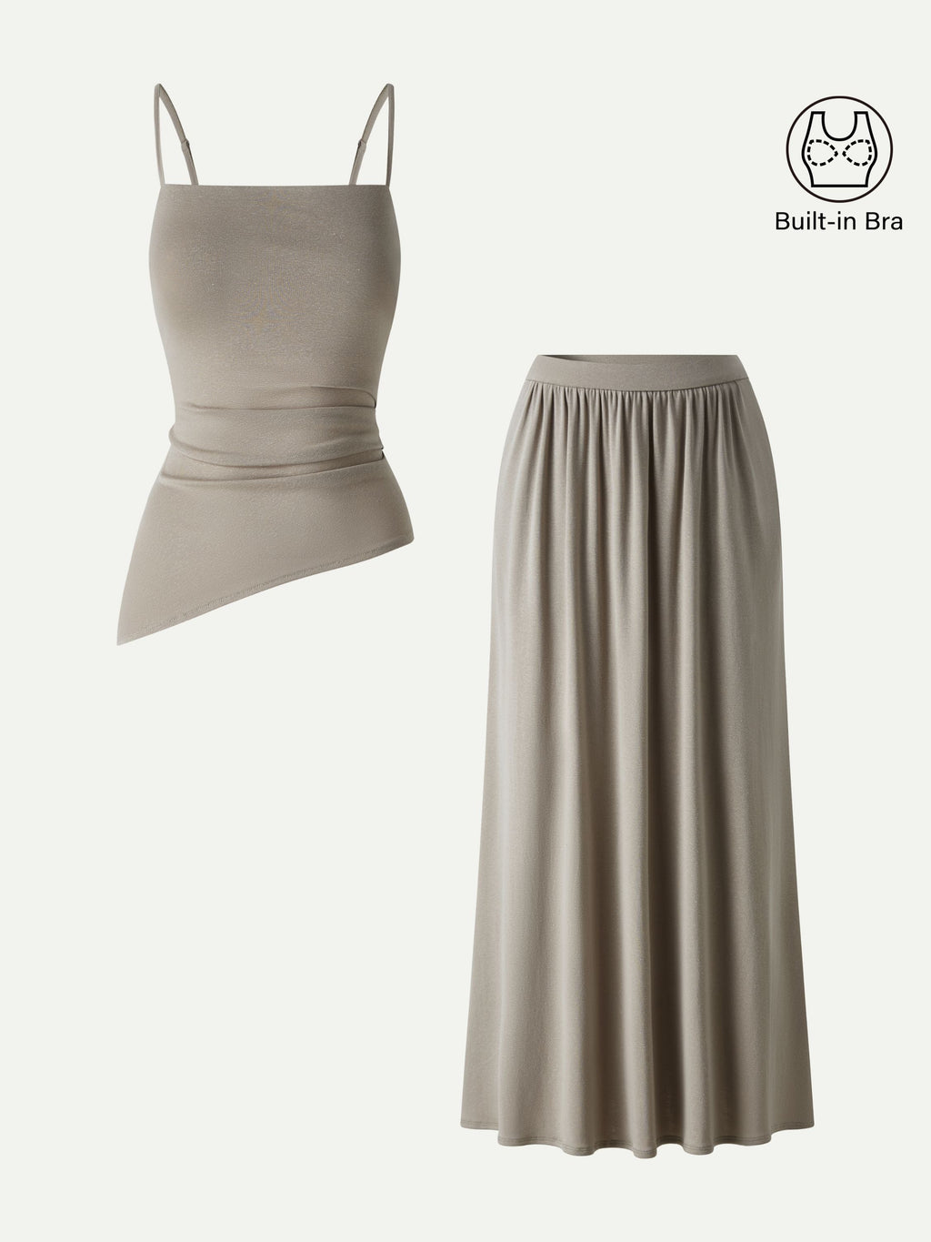 OGLmove Women's Spaghetti Bra Top & A-Line Maxi Skirt Set