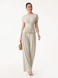 OGLmove Women's Sandwashed Modal Rib Wide Leg Matching Set