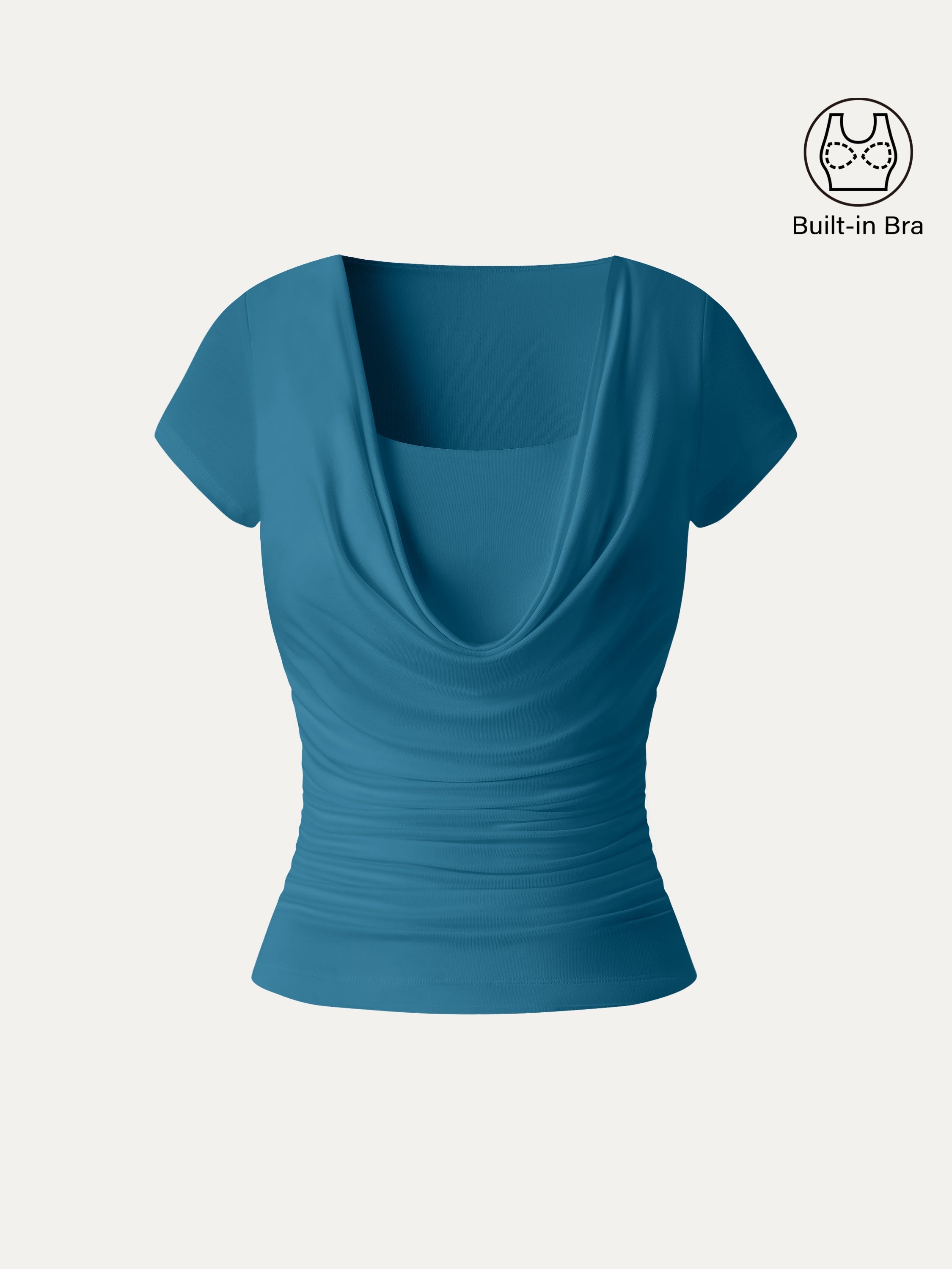 OGLmove Women's Cowl Neck Ruched Bra Top