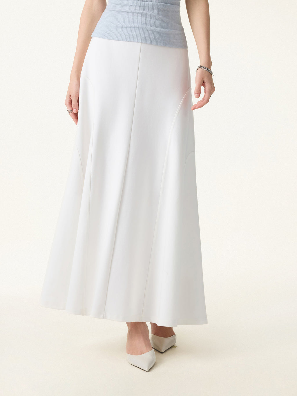 OGLmove Wrinkle-Resistant A-Line Flared Maxi Skirt