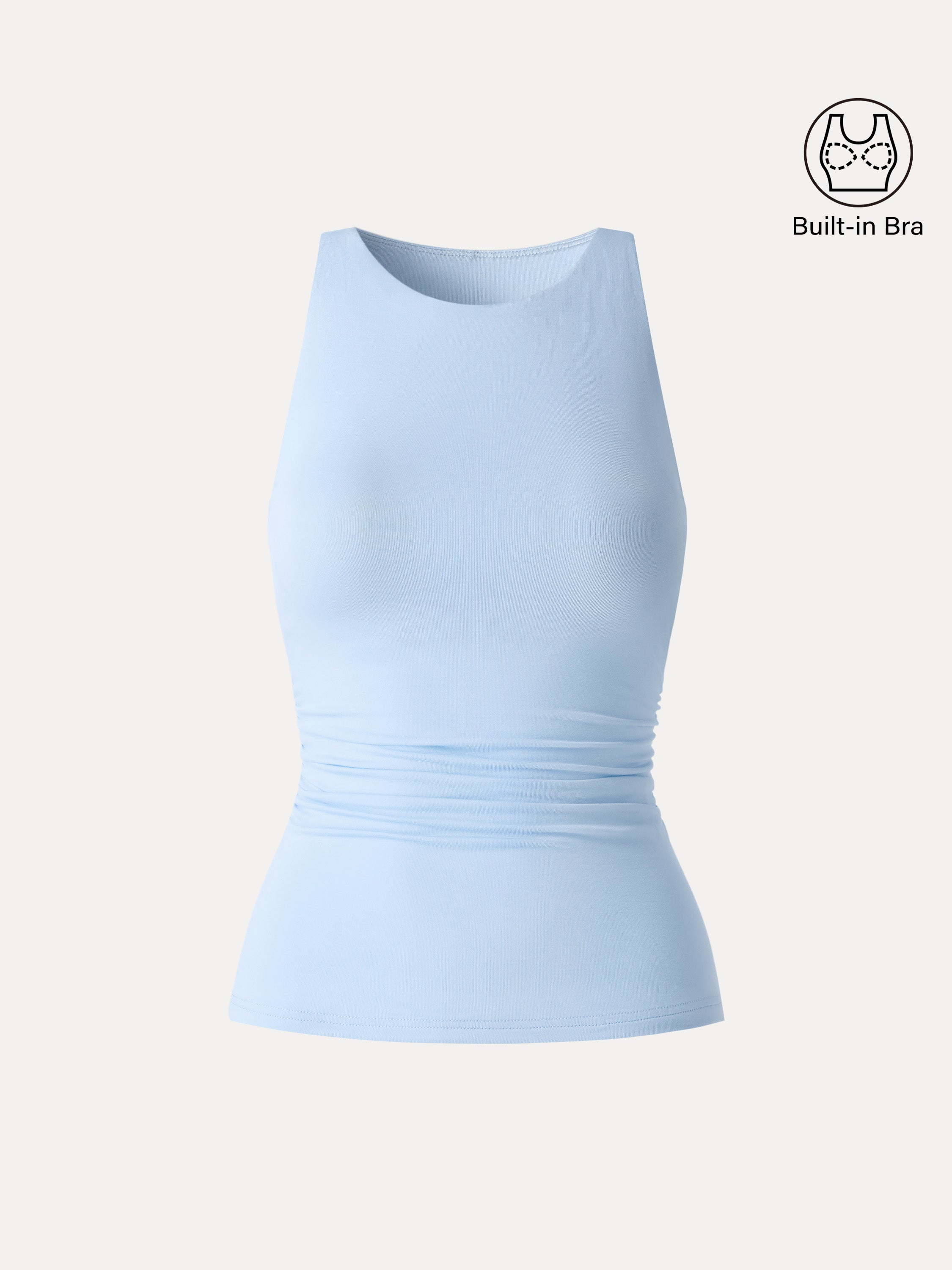 OGLmove Back Smoothing Ruched Sleeveless Bandless Bra Top