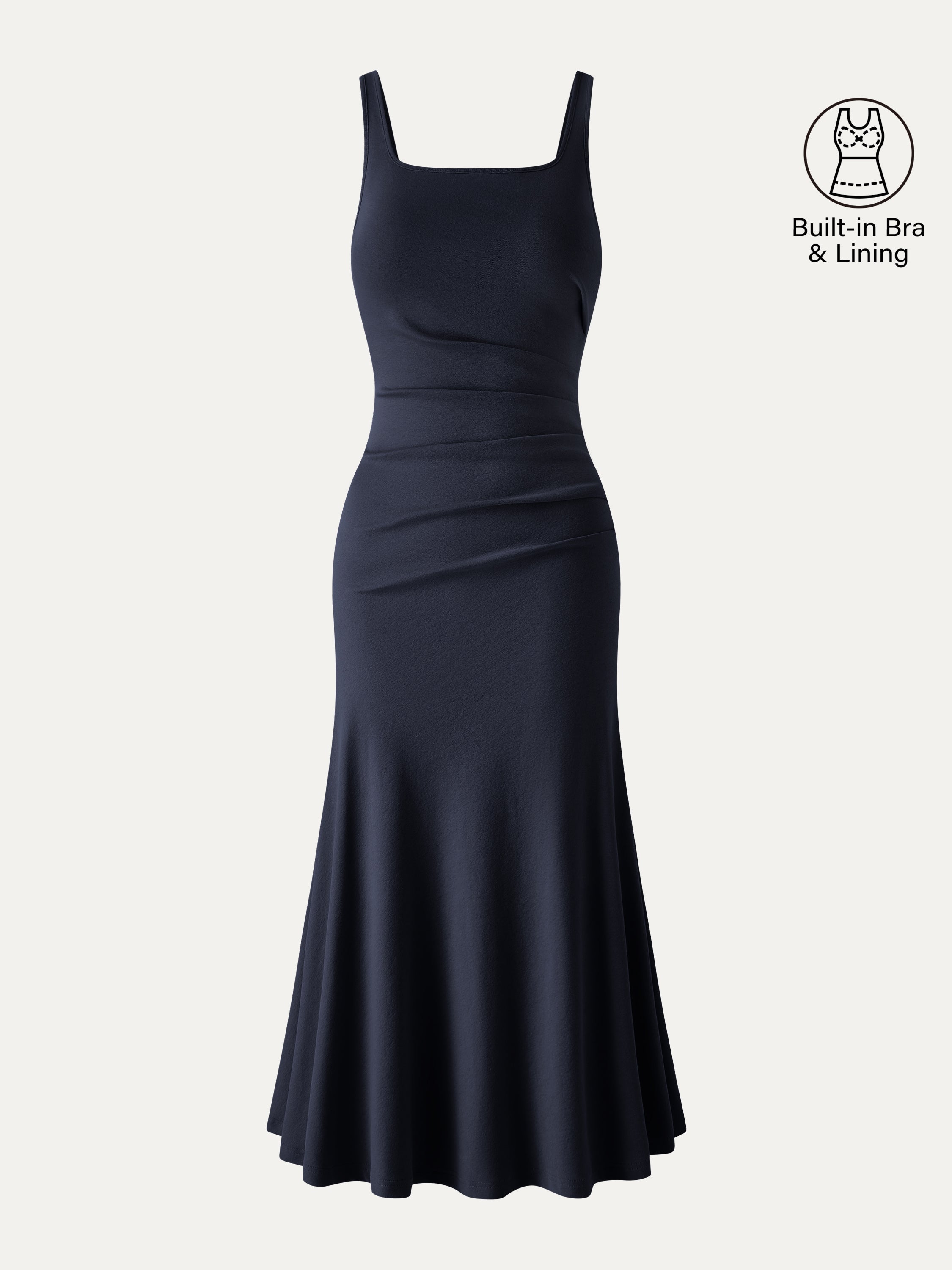 OGLmove Square Neck Tucked Open Back Bra Dress
