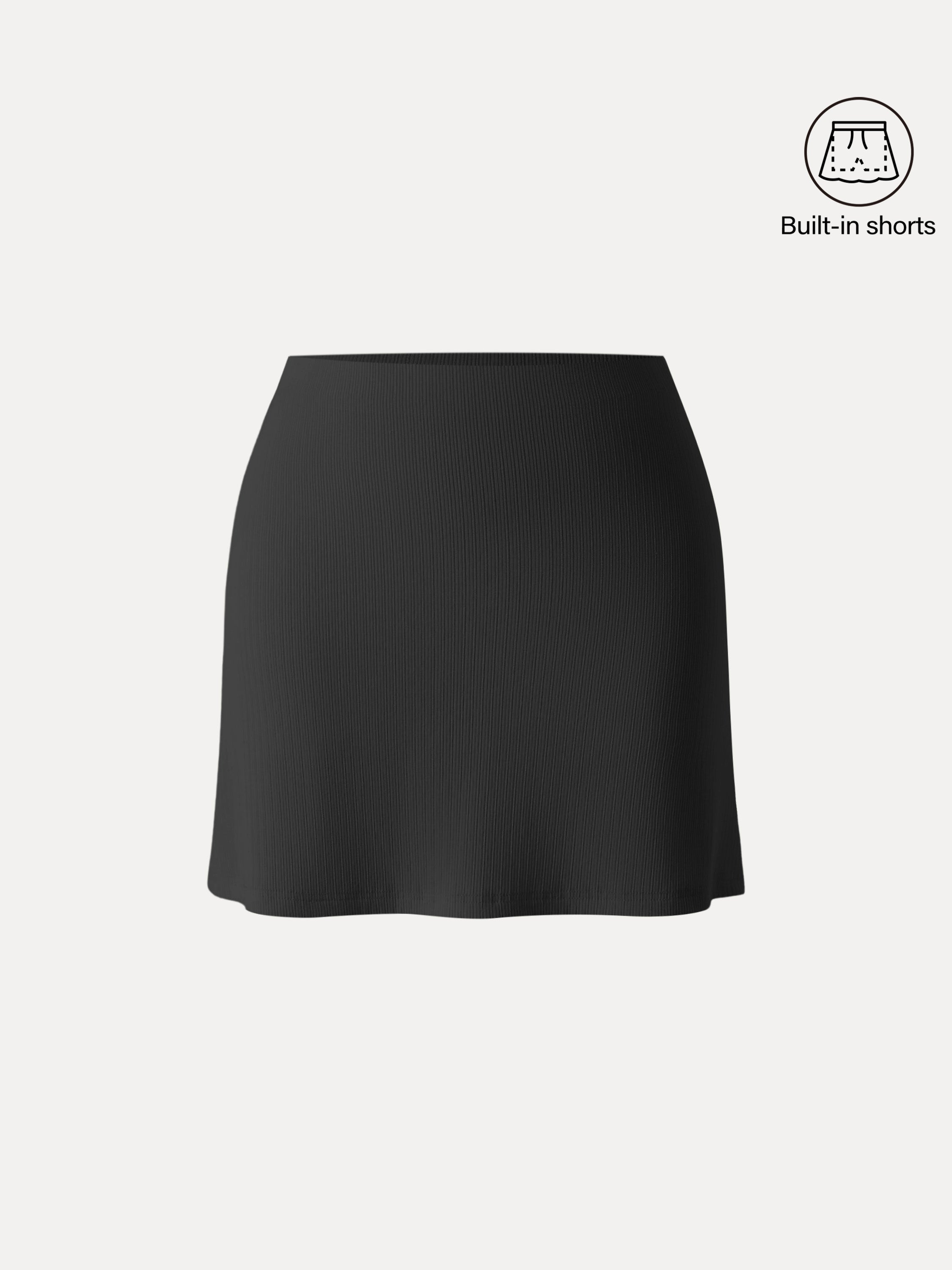 OGLmove Stretch Cotton Pointelle A-Line Mini Skirt with Built-In Shorts