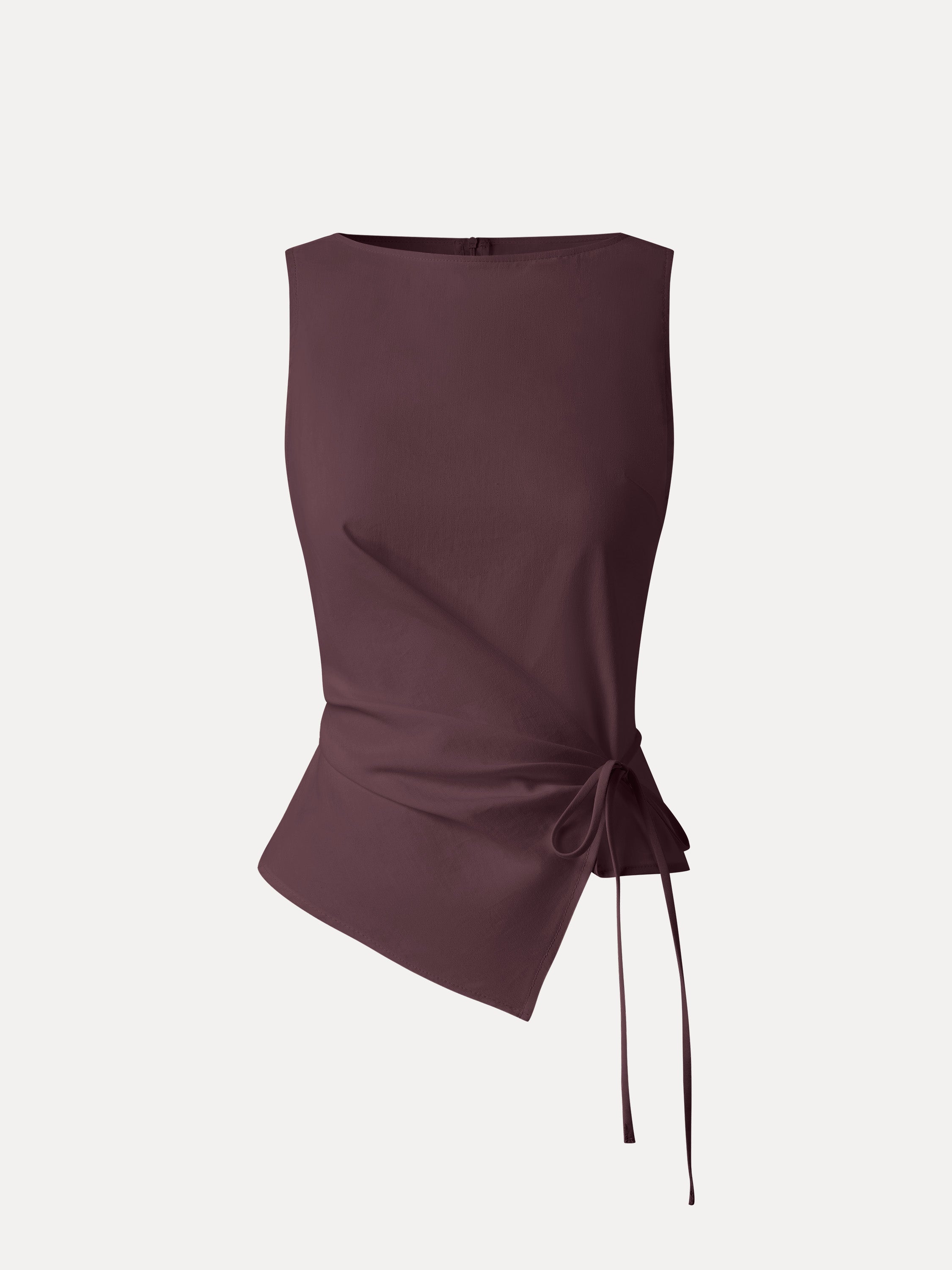 OGLmove Lyocell-Linen Blend Boatneck Waist-Defined Top