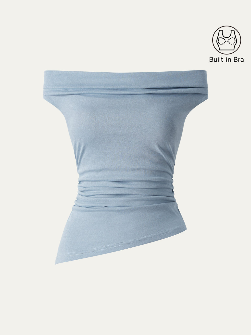 OGLmove Off Shoulder Cotton-Linen Gathered Airy Bra Tank