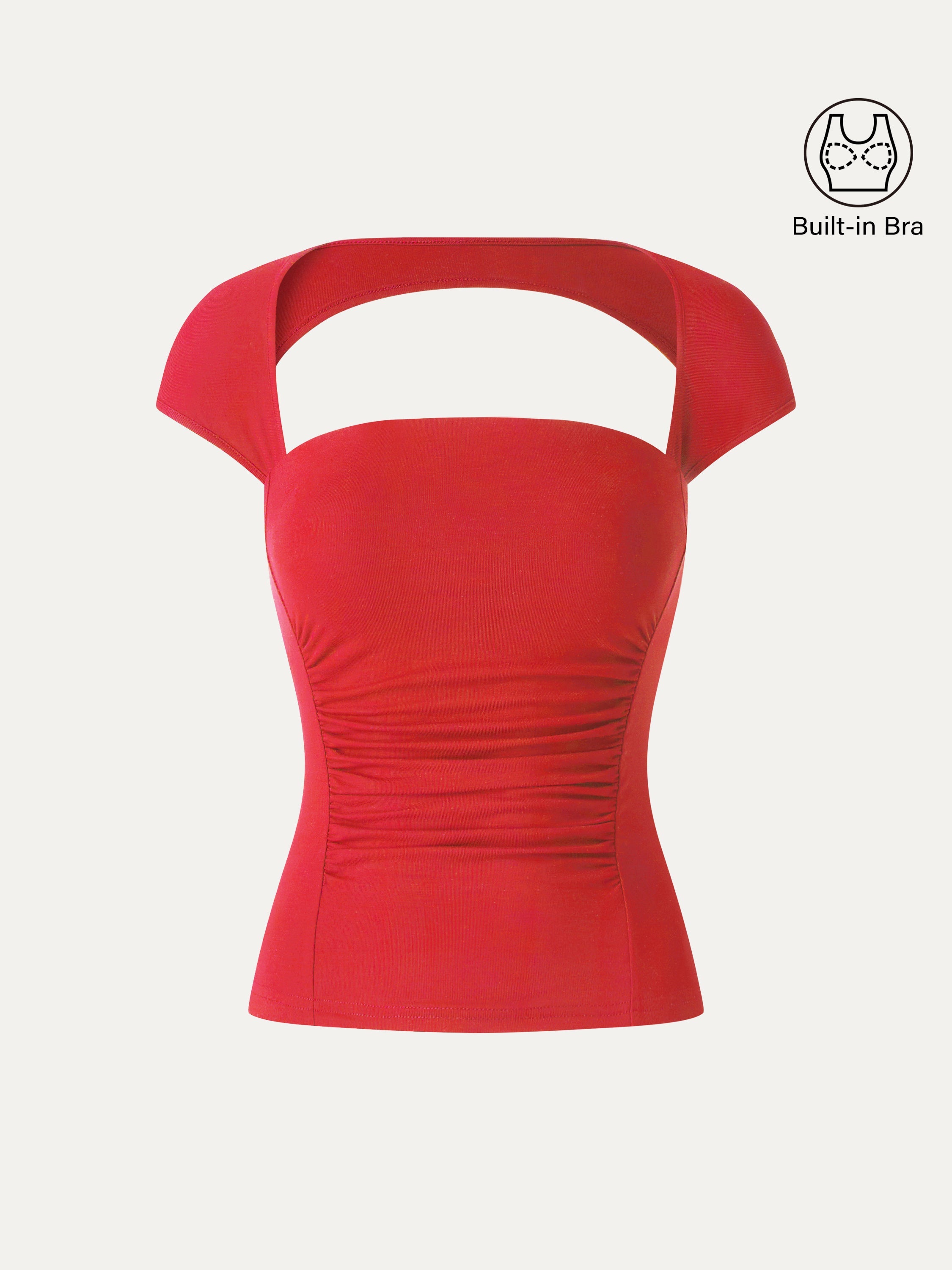 OGLmove SkinKiss Square Neck Cutout Back Ruched Bra Top