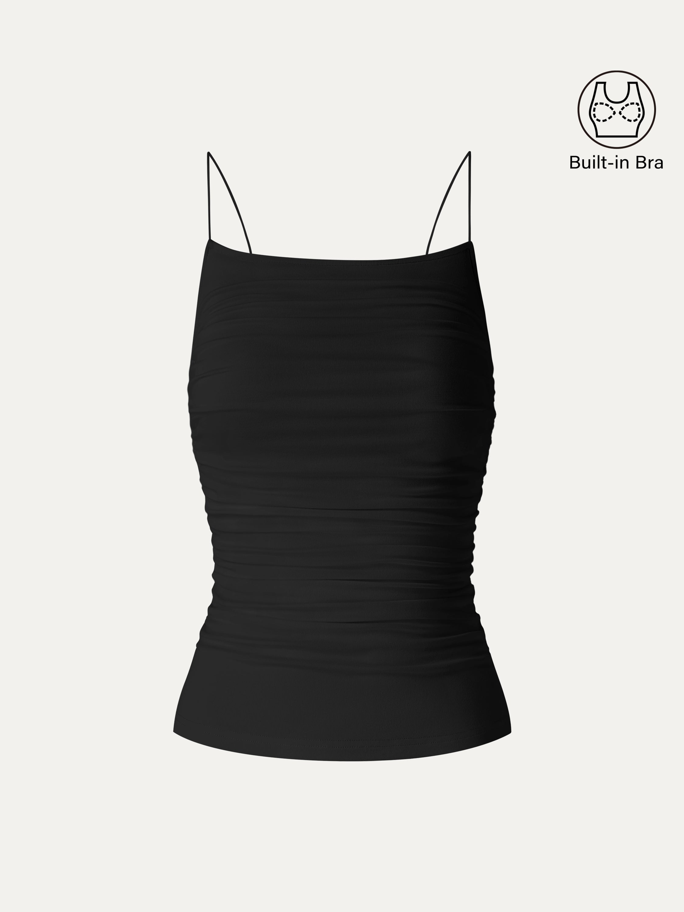 OGLmove Square Neck Ruched Spaghetti Bra Top