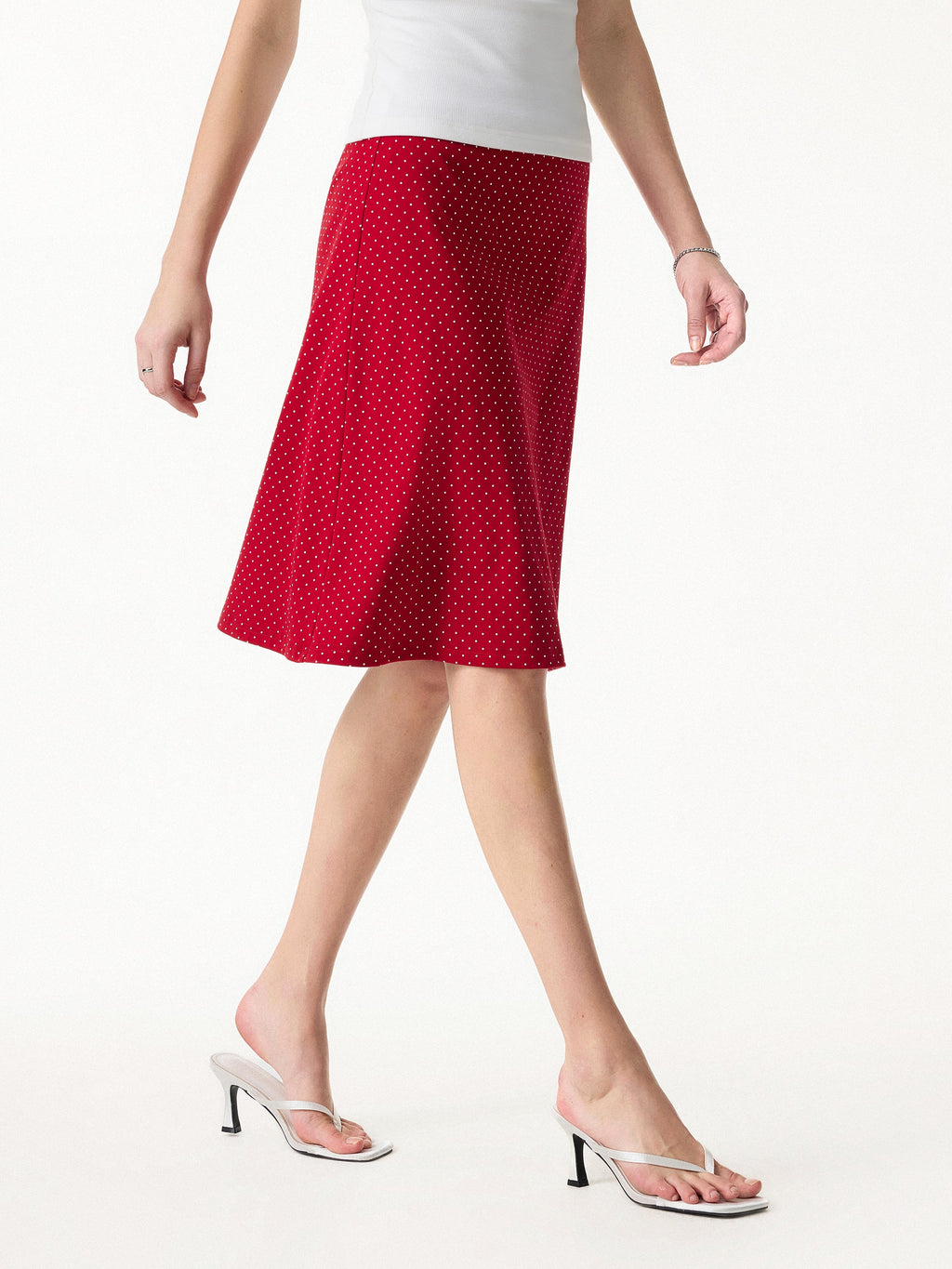 OGLmove Stretch Cotton Polka Dot A-Line Flare Skirt