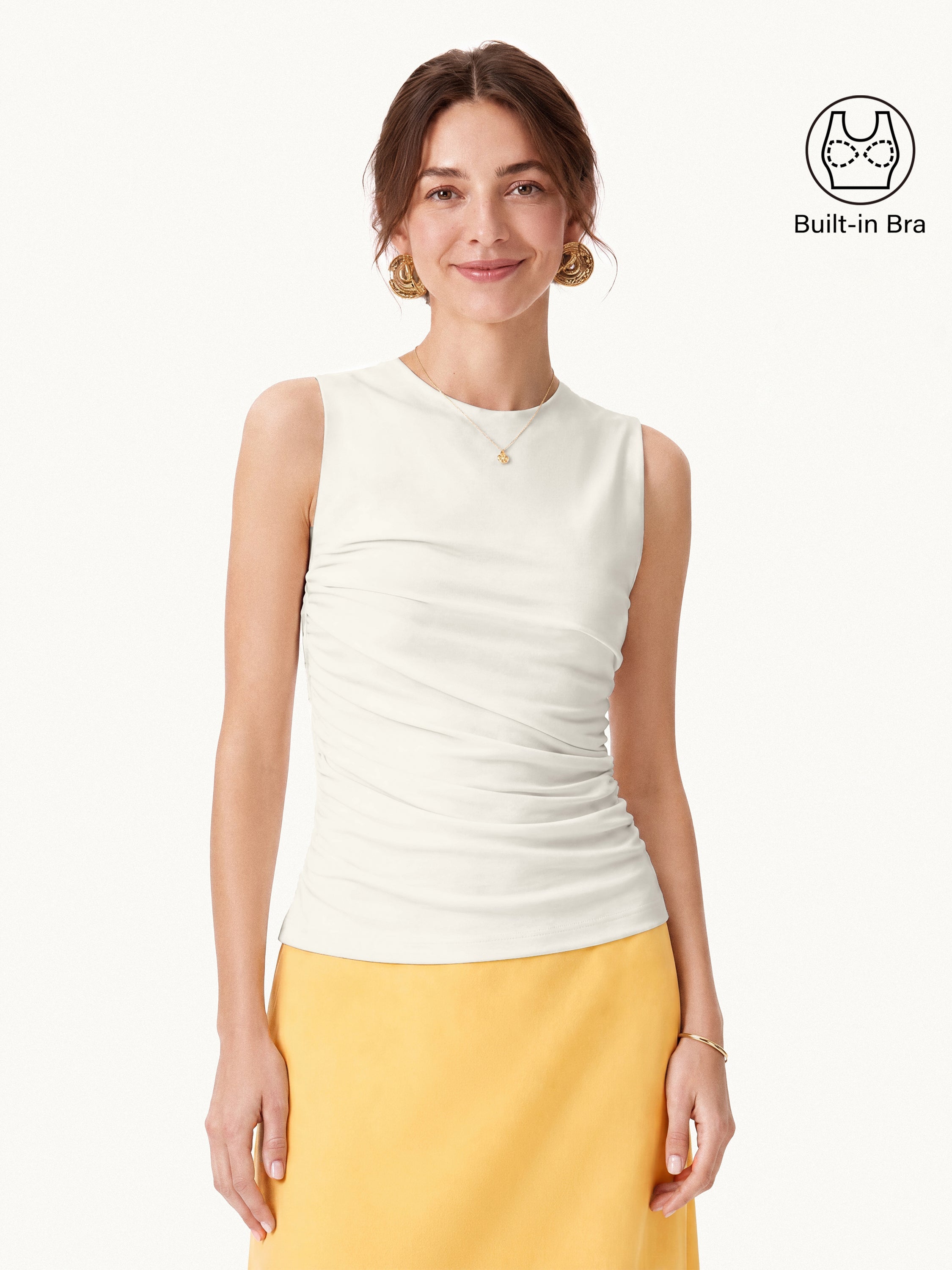 OGLmove Round Neck Gathered Side Bra Top