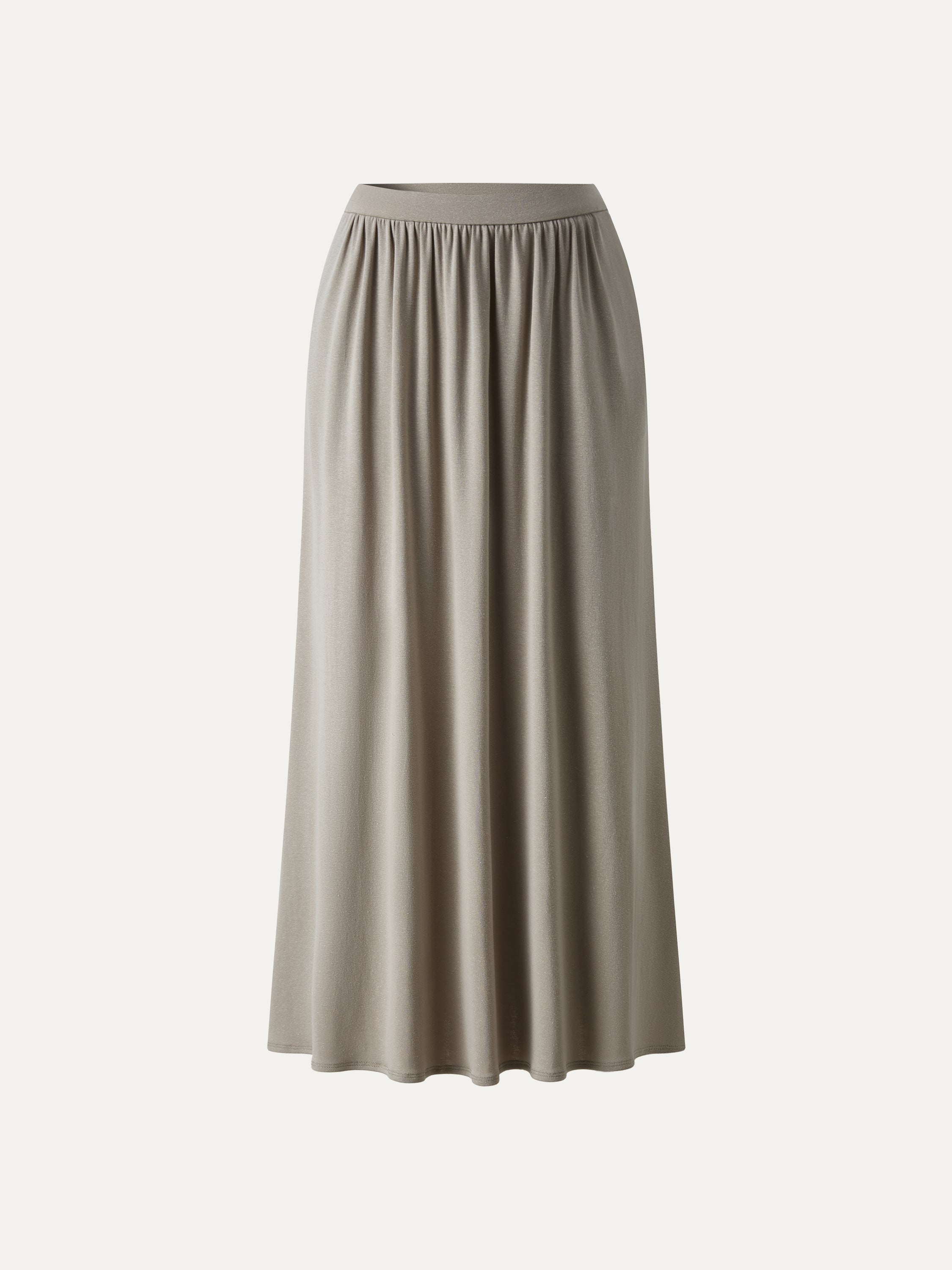 OGLmove Soft Linen Knit Gathered A-Line Maxi Skirt with Pockets