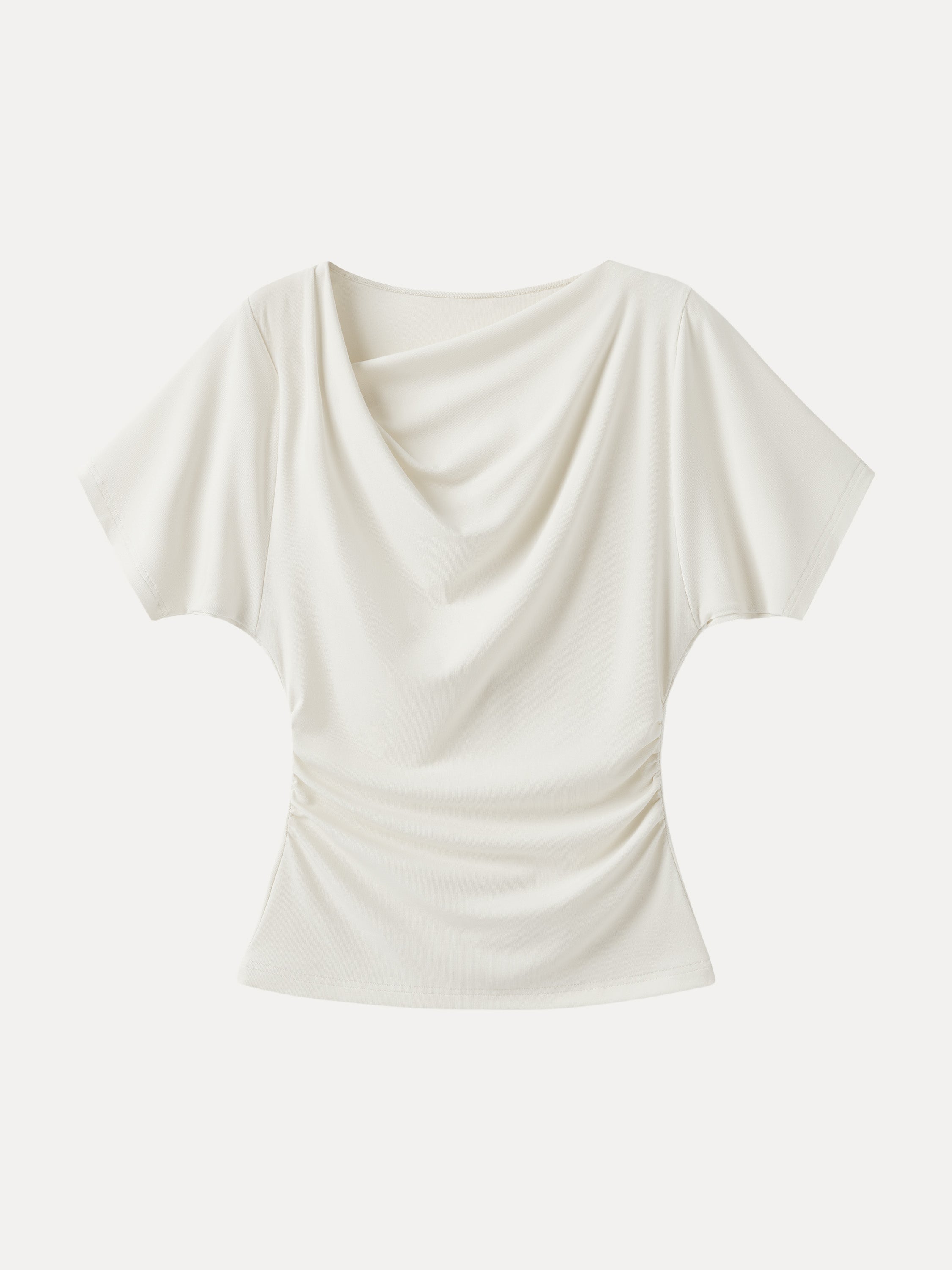OGLmove Asymmetrical Cowl Neck Ruched Top