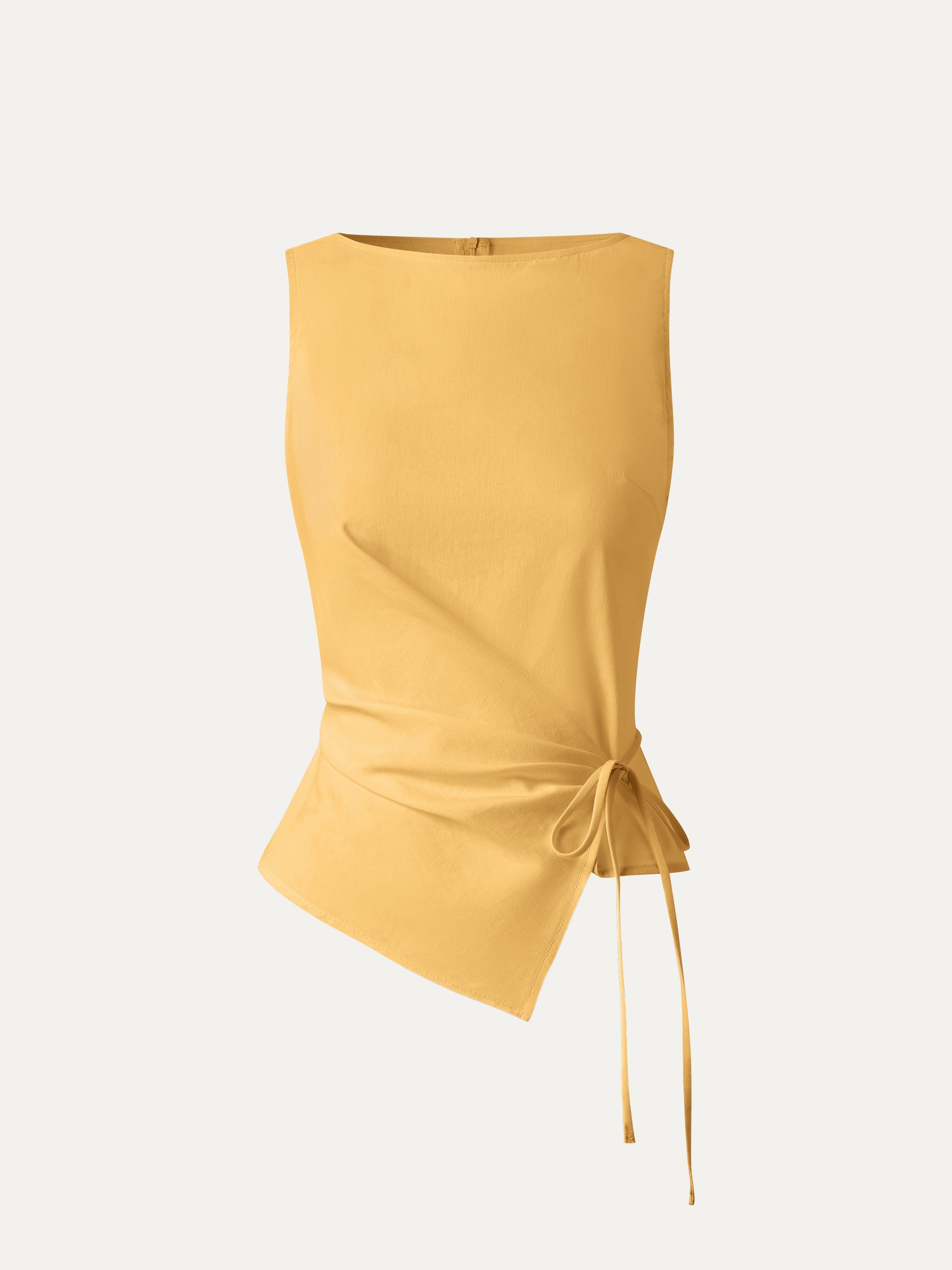 OGLmove Lyocell-Linen Blend Boatneck Waist-Defined Top