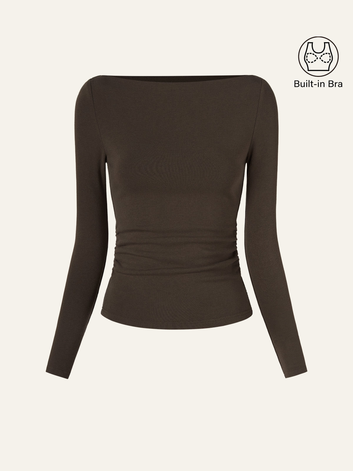 OGLmove Side Ruched Boatneck Bra Top