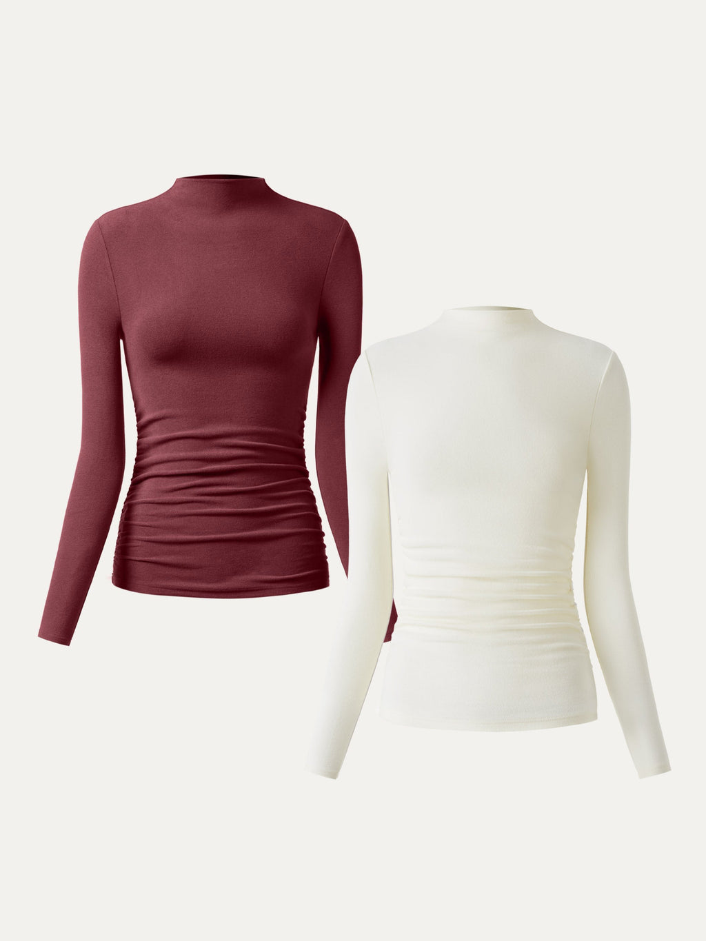 OGLmove Eco-Mousse ProWarm Brushed Rib Mockneck Top Off White