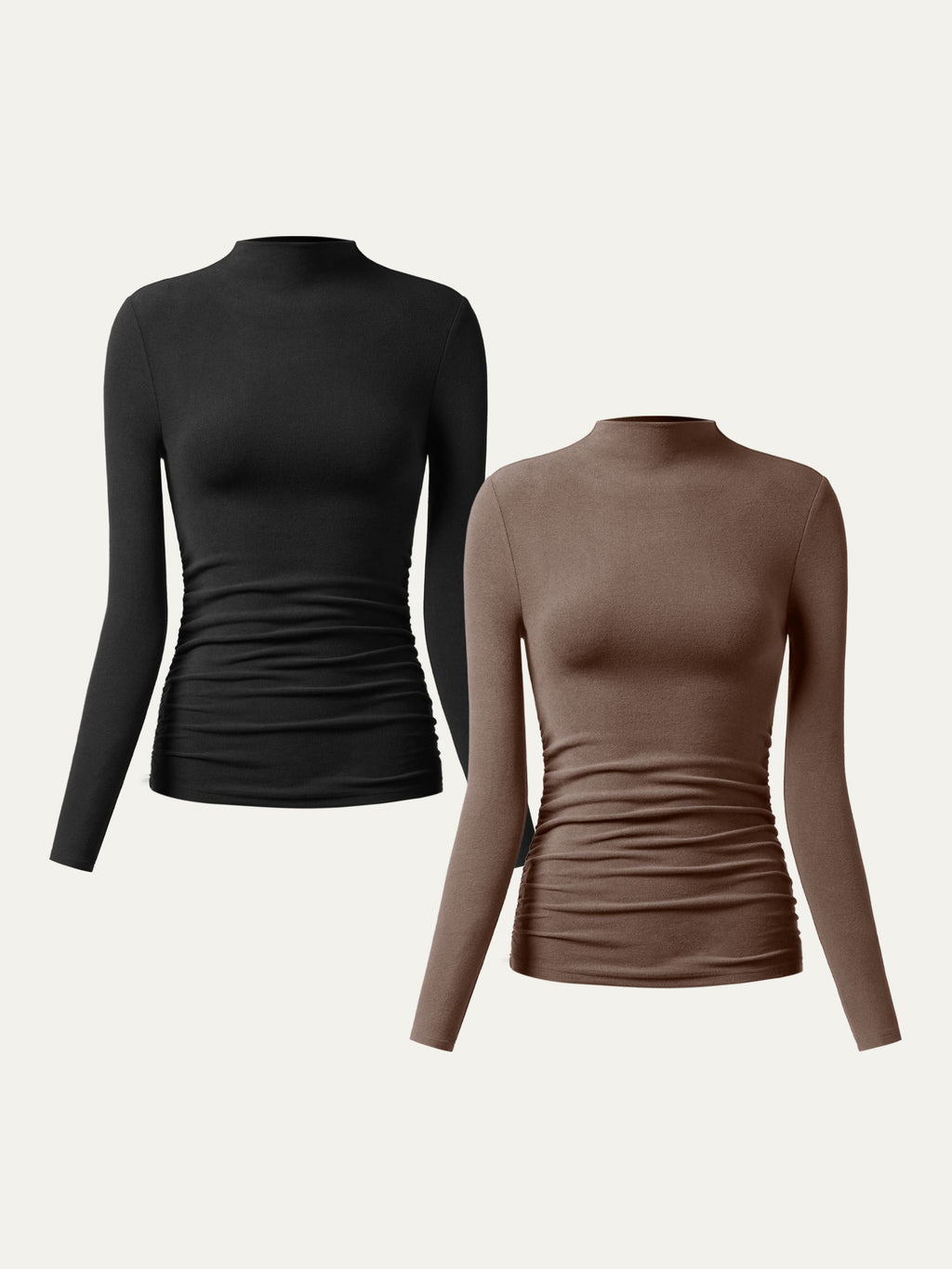 OGLmove Eco-Mousse ProWarm Brushed Rib Mockneck Top Off White