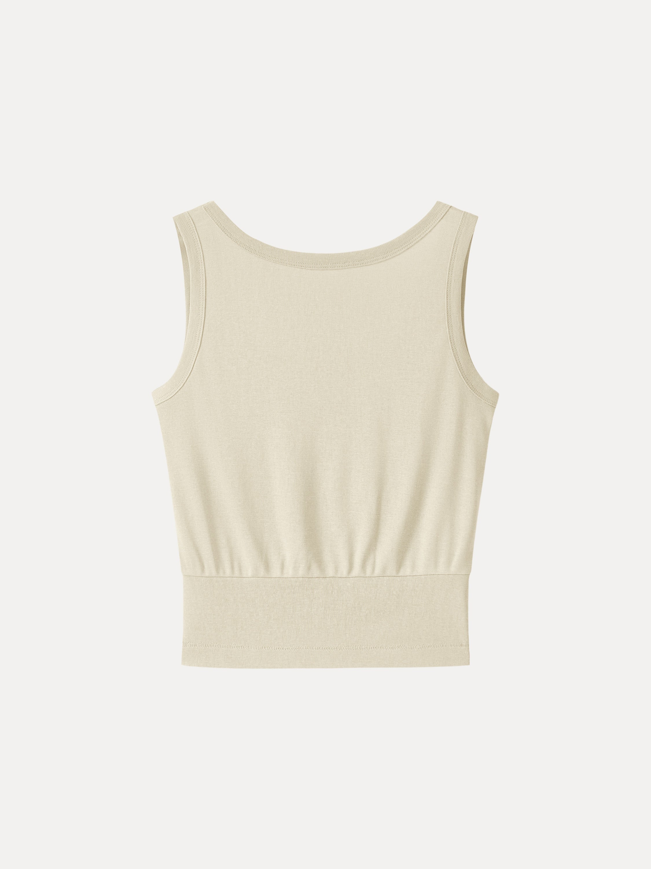 OGLmove Cotton-Linen Blend Reversible Boatneck Low Back Top