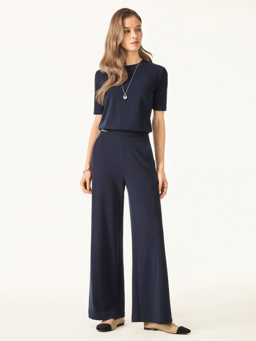 OGLmove Lyocell Wool Mid Rise Wide Leg Pull-on Pant with Pockets