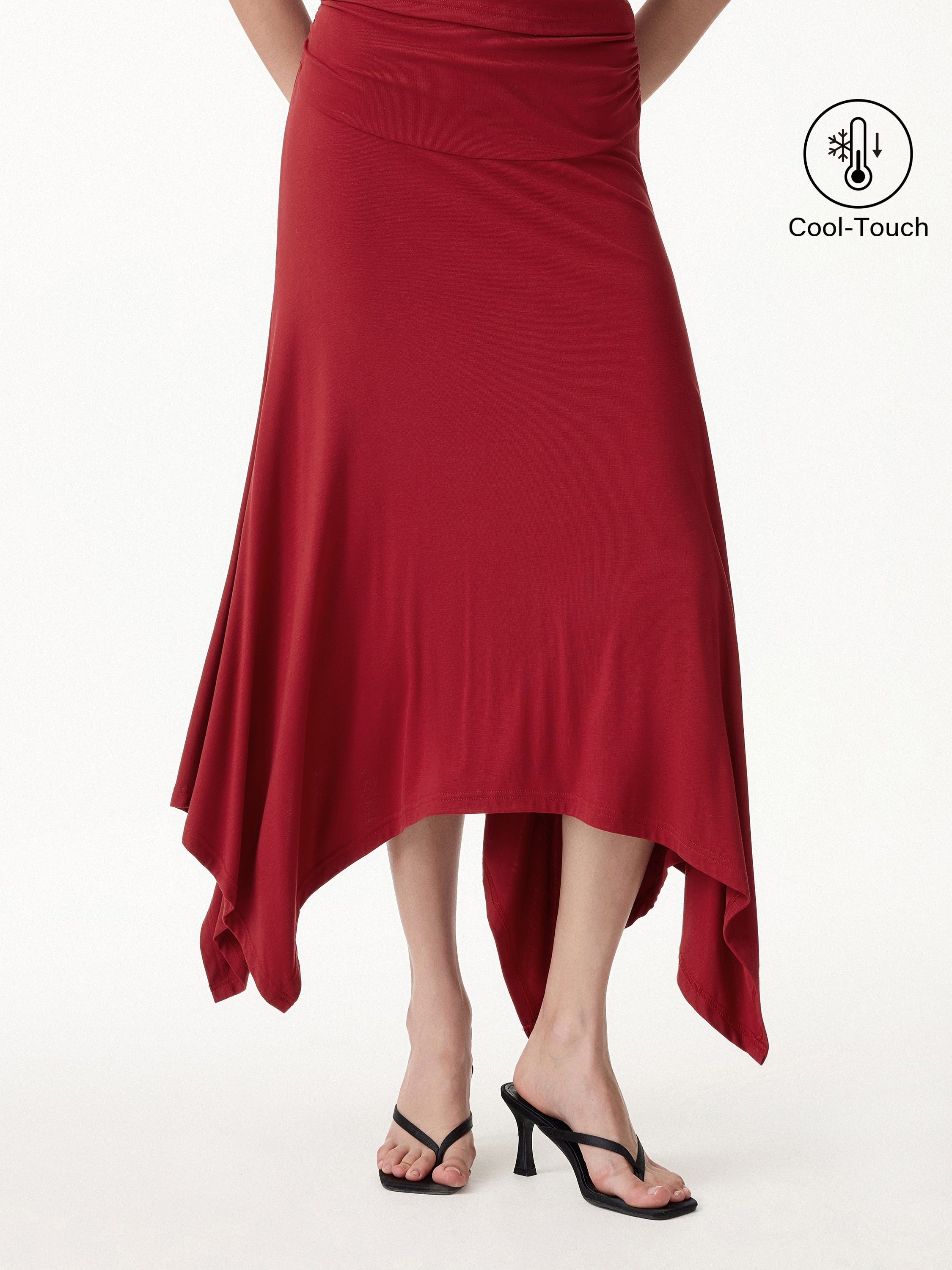 OGLmove Women's High Rise Handkerchief Hem Ankle Skirt