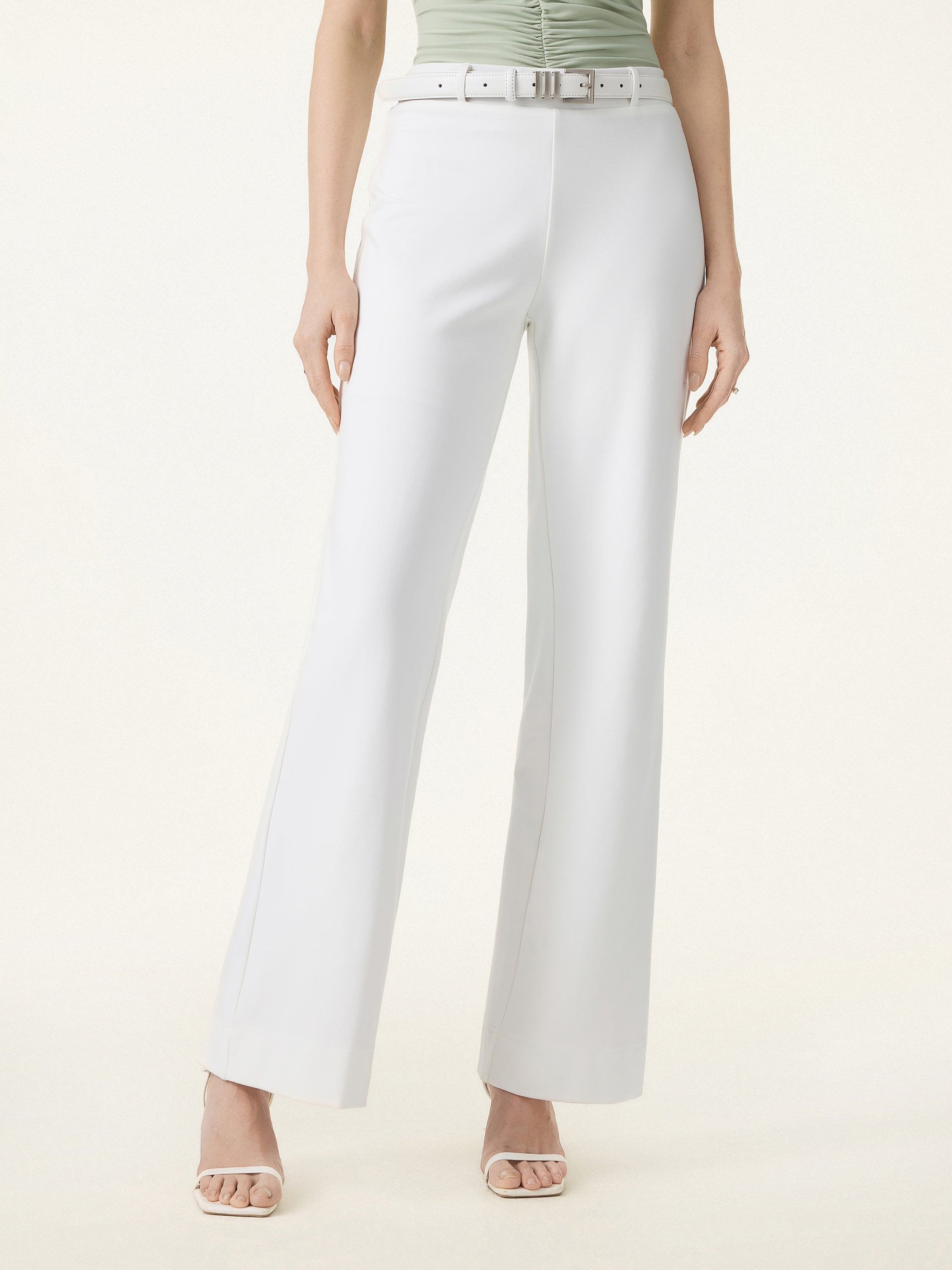 OGLmove Not-See-Thru Drapey Mid Rise Wide Leg Pull-on Pant with Pockets