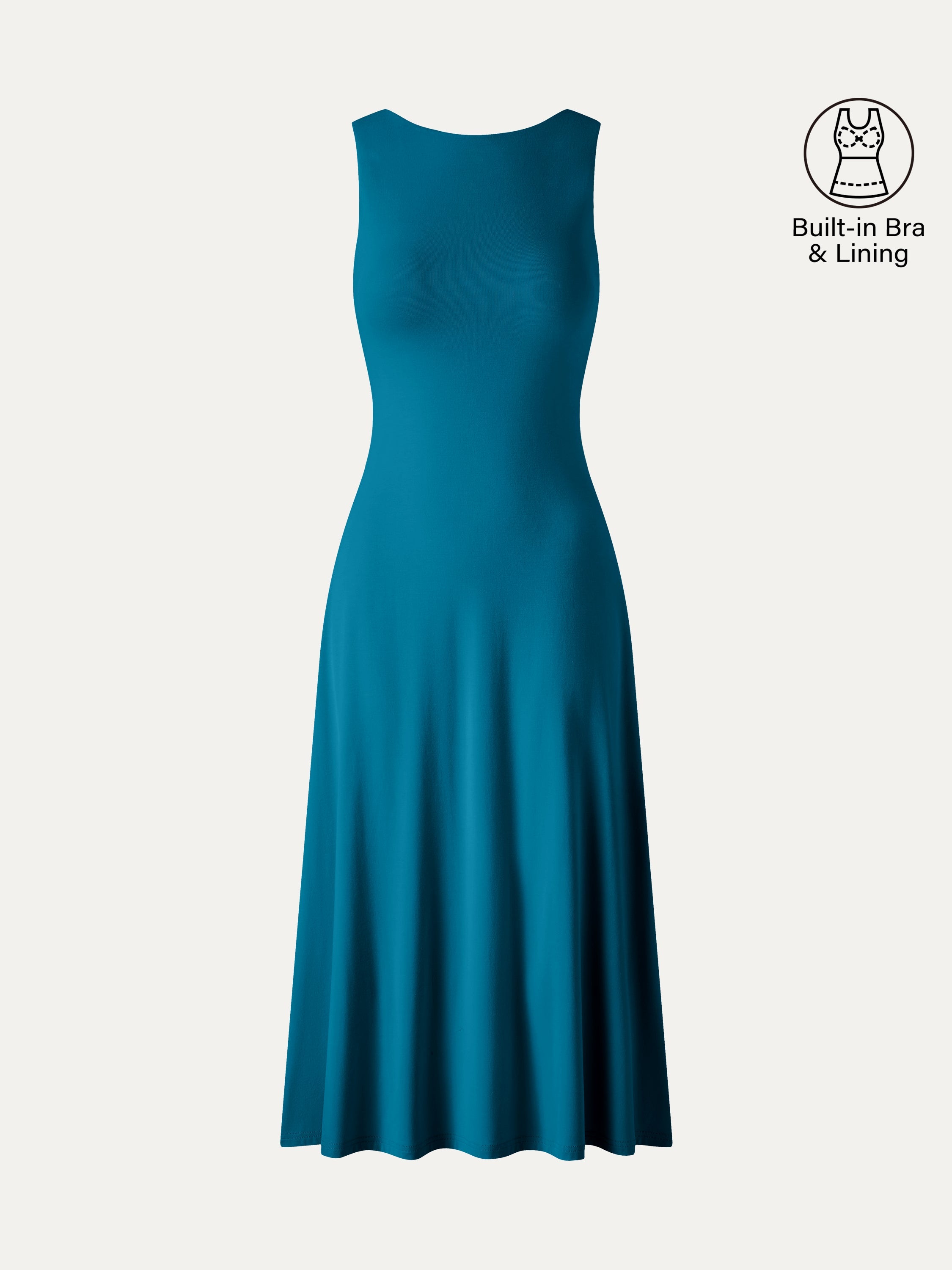 OGLmove Boatneck Open-Back Flowy Midi Bra Dress