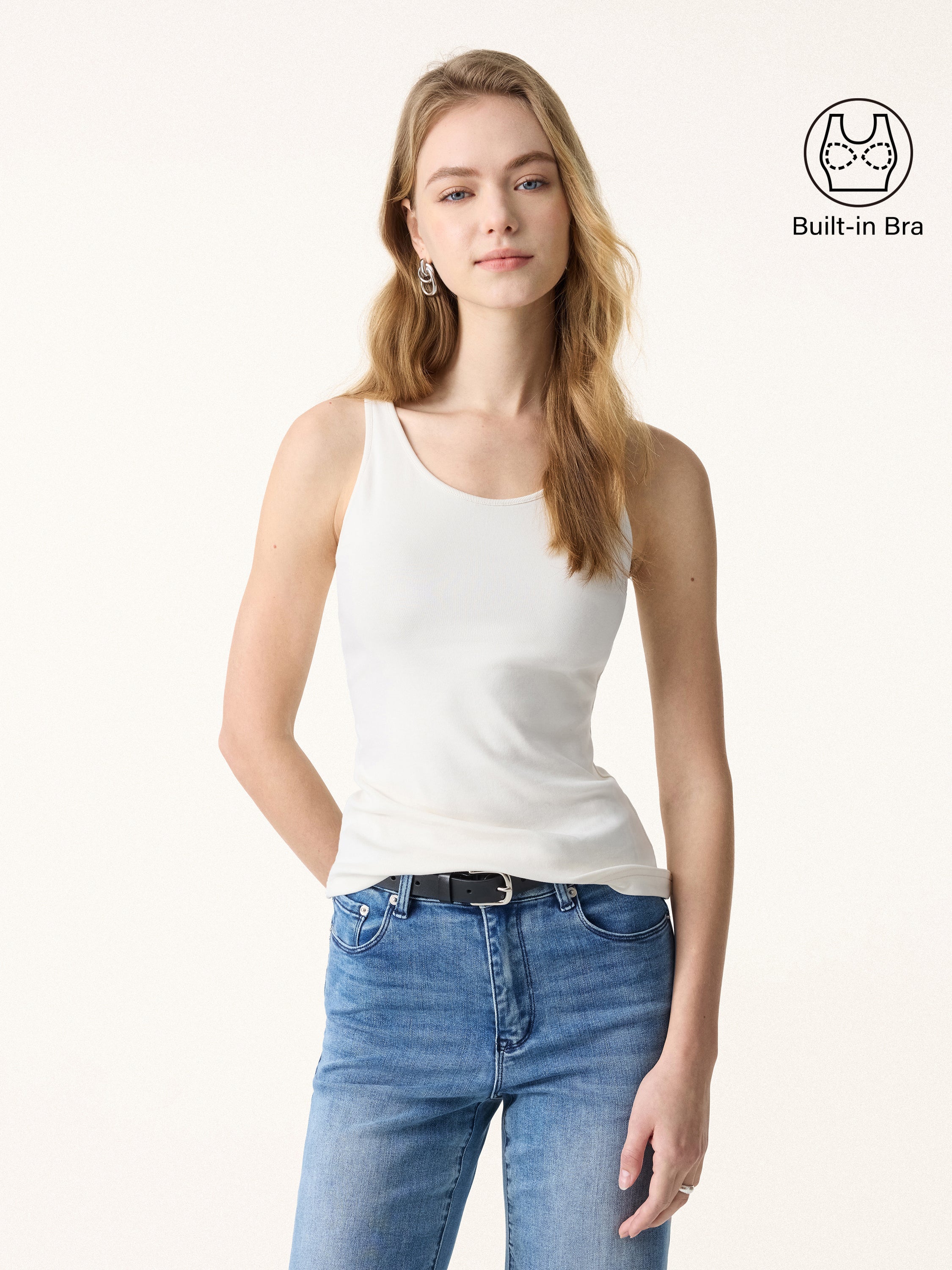 OGLmove Women's Cotton Lyocell U-Neck Bra Tank