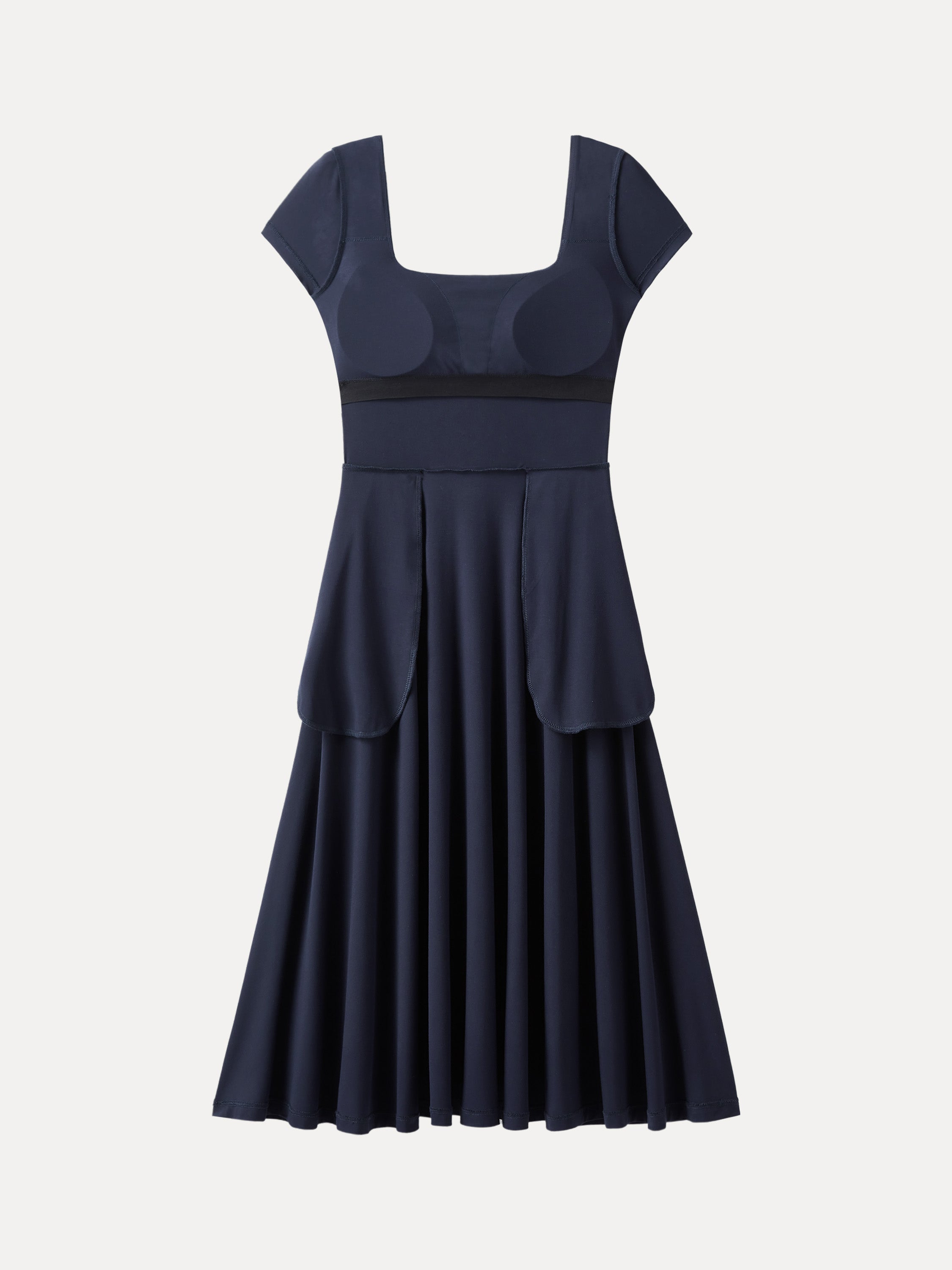 OGLmove Women's Flowy Square Neck Short Sleeve Midi Bra Dress
