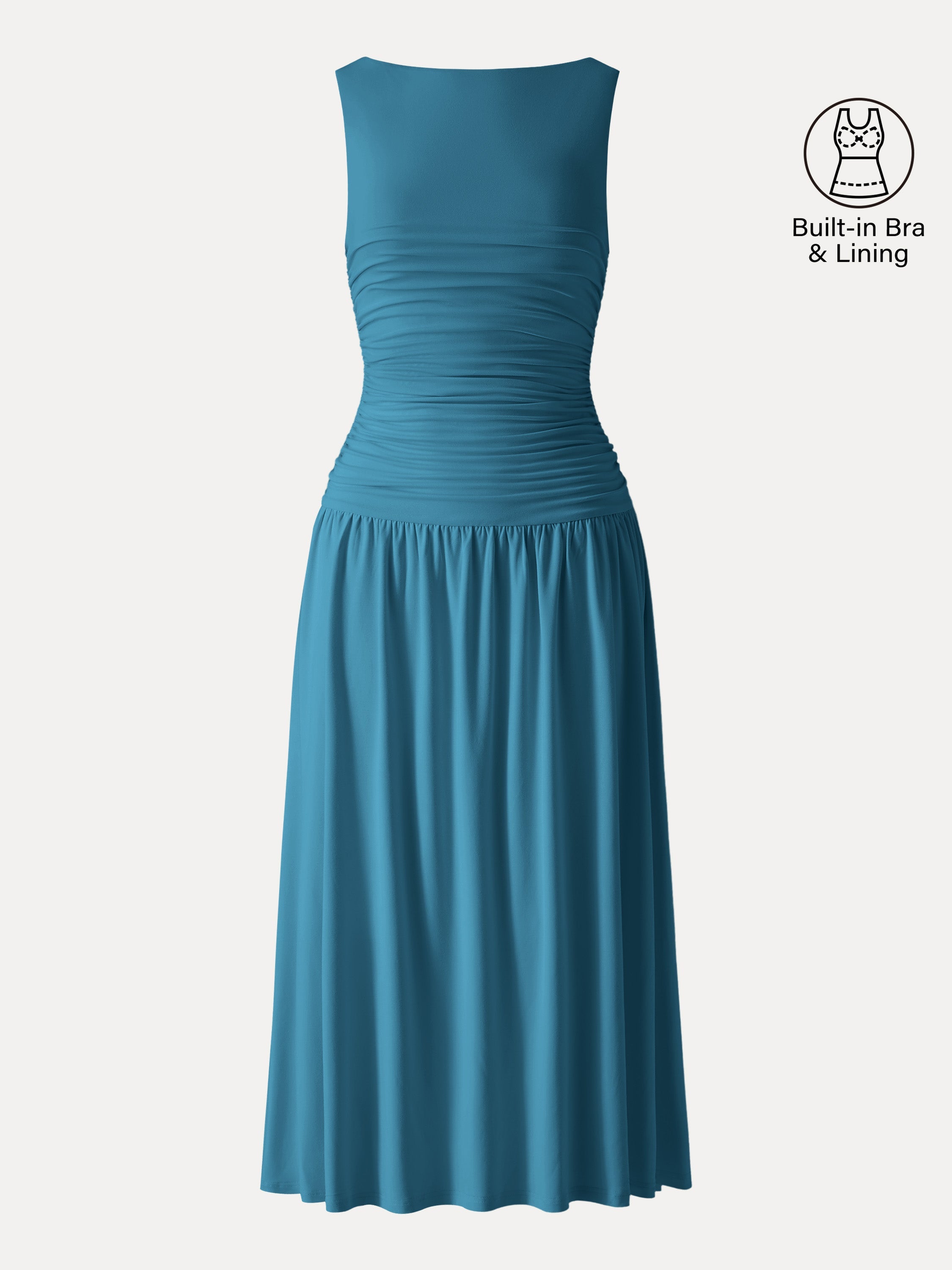 OGLmove SkinKiss Cooling Boatneck Ruched Midi Bra Dress