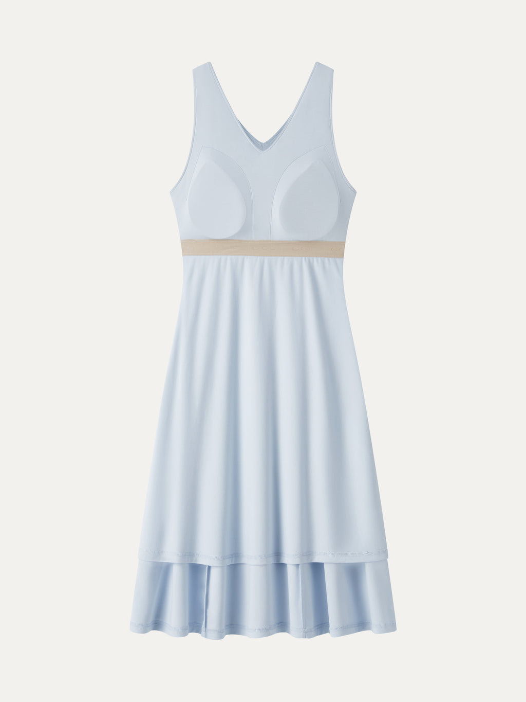 OGLmove Stretch Ponte V-Neck A-Line Midi Bra Dress