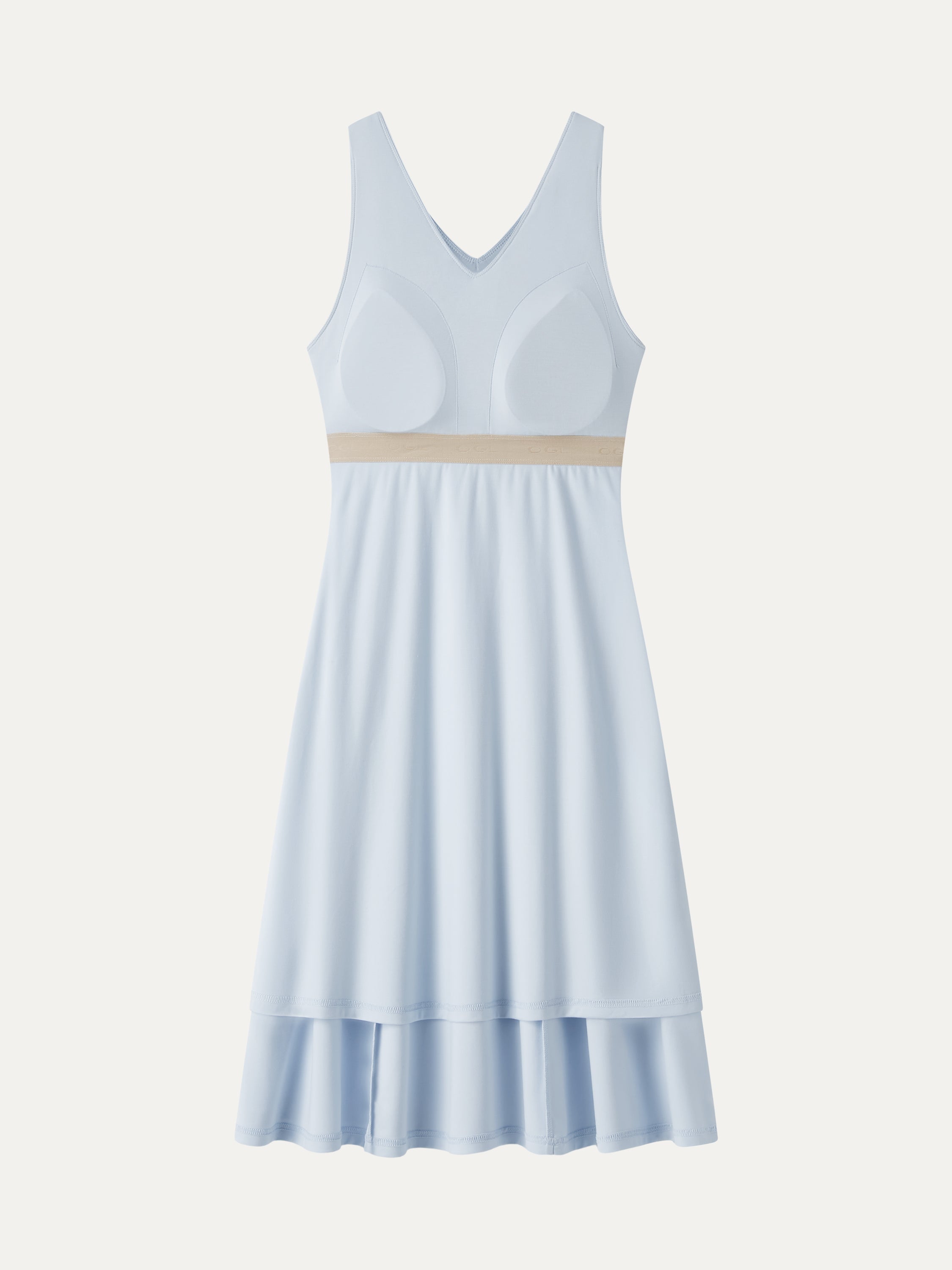 OGLmove Stretch Ponte V-Neck A-Line Midi Bra Dress