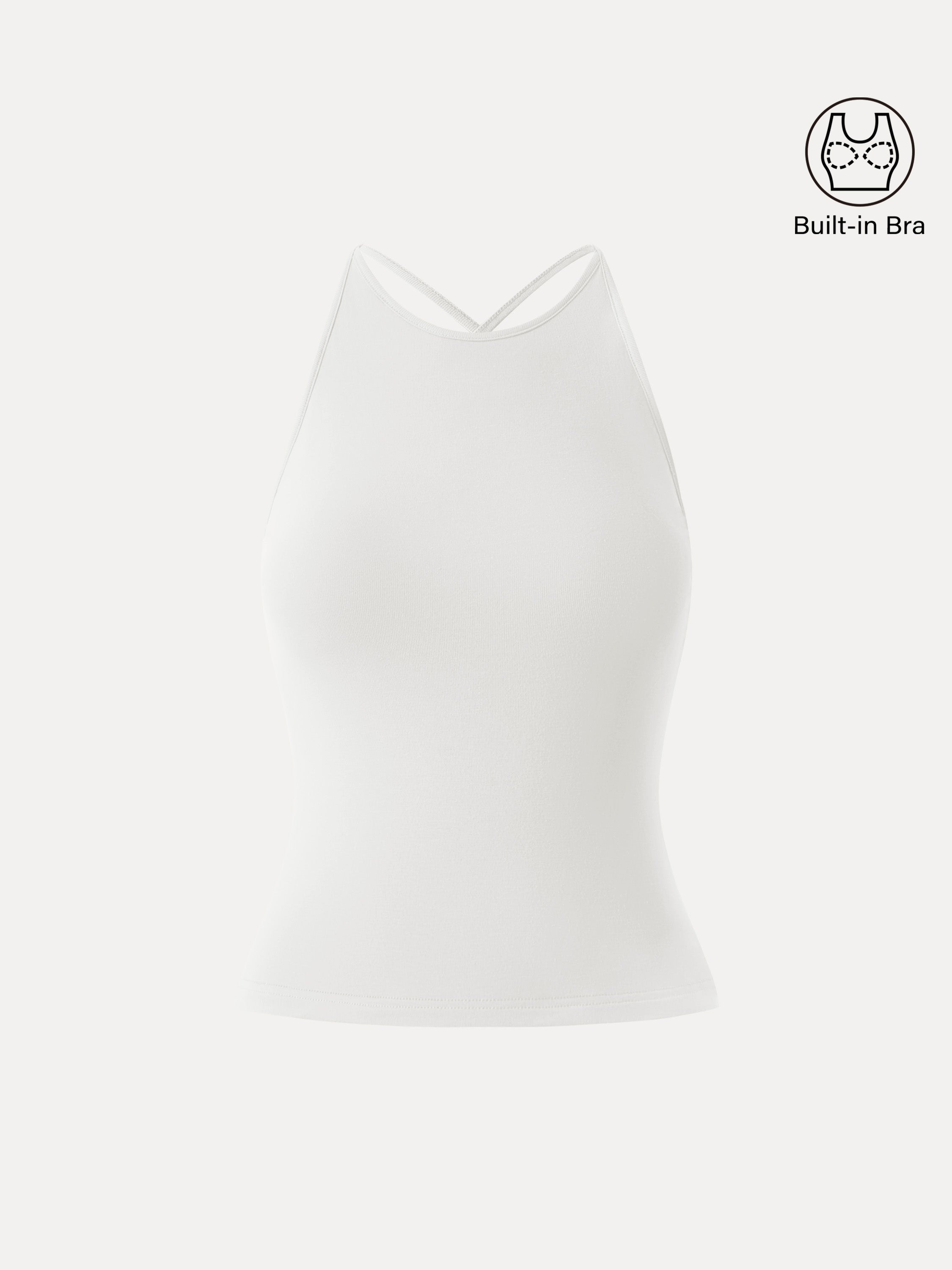 OGLmove SkinKiss Round Neck Cross-Back Bandless Bra Top