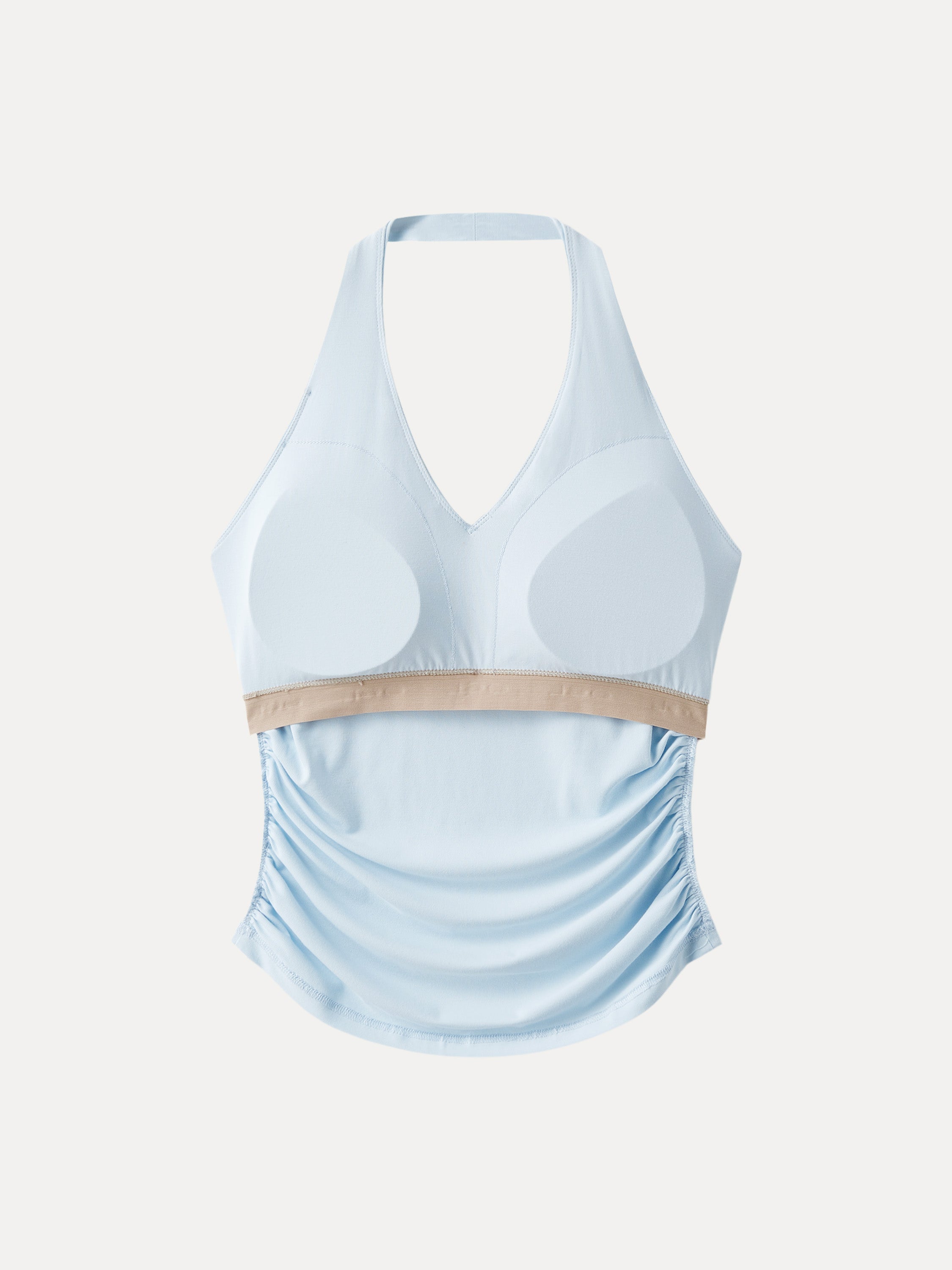 OGLmove Halter Neck Side Gathered New Airy Bra Tank