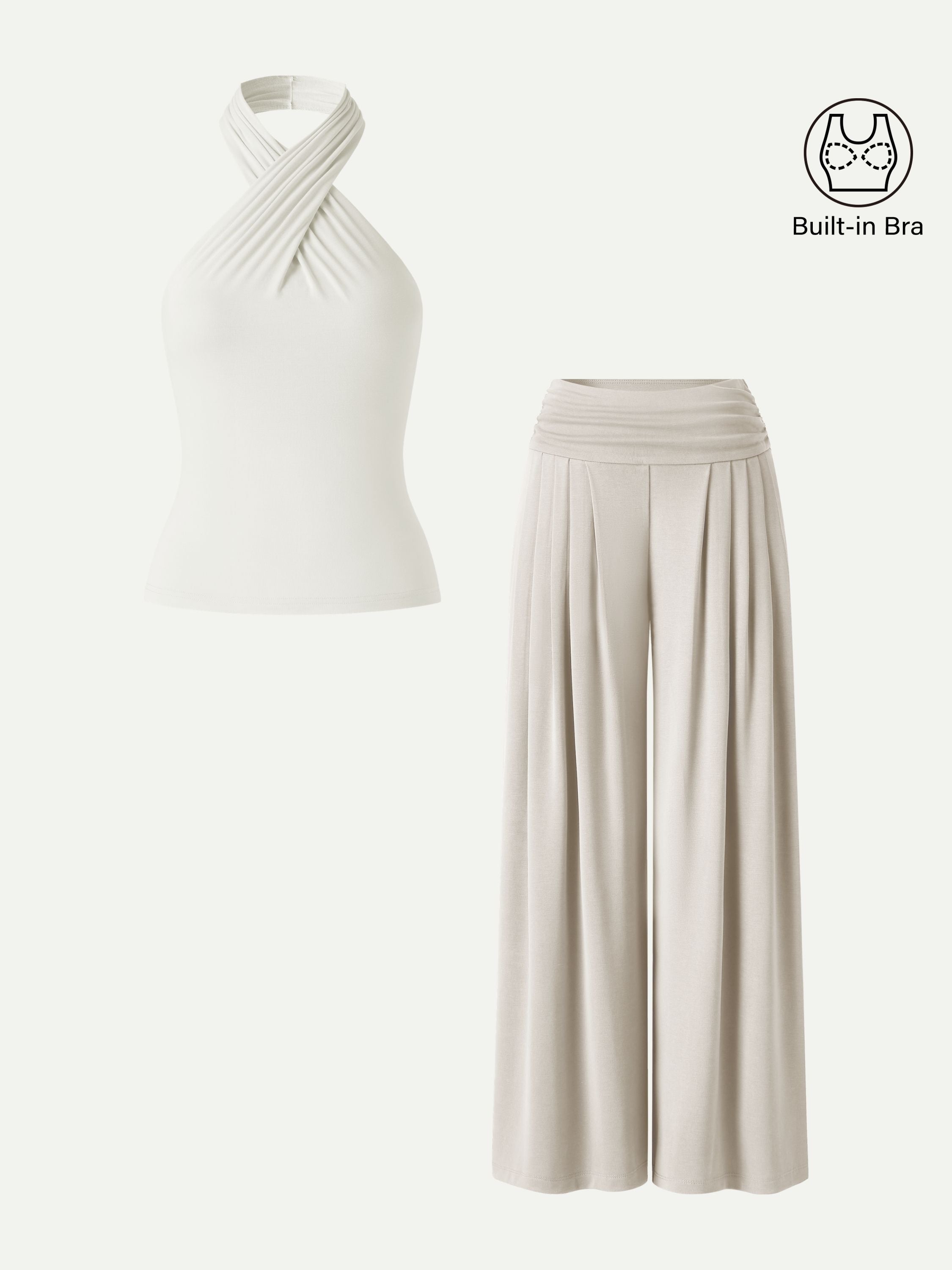 OGLmove Criss Cross Bra Top and Tucked Palazzo Pants Set