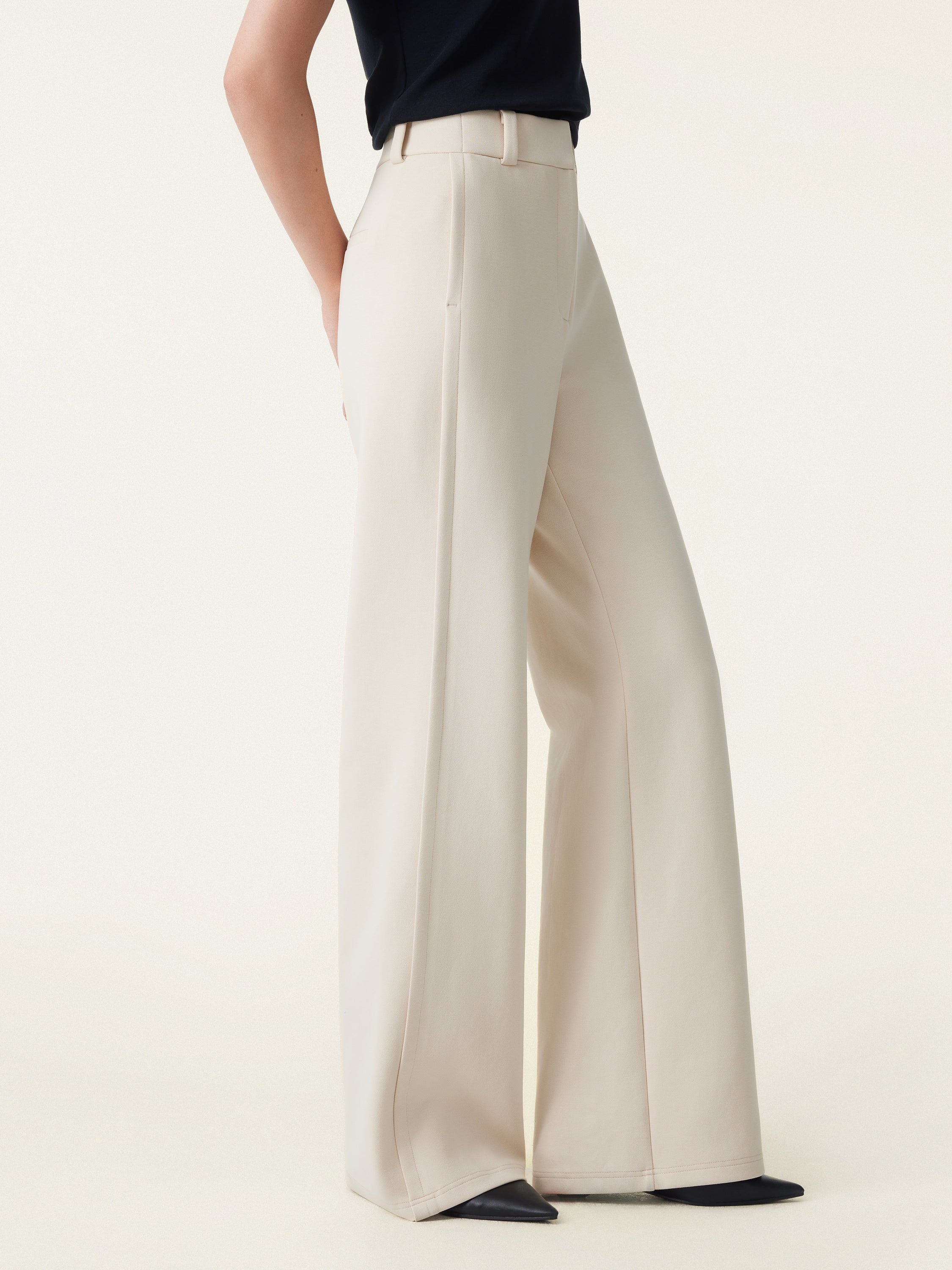 OGLmove Stretchy Mid Rise Fly-Front Wide Leg Trouser