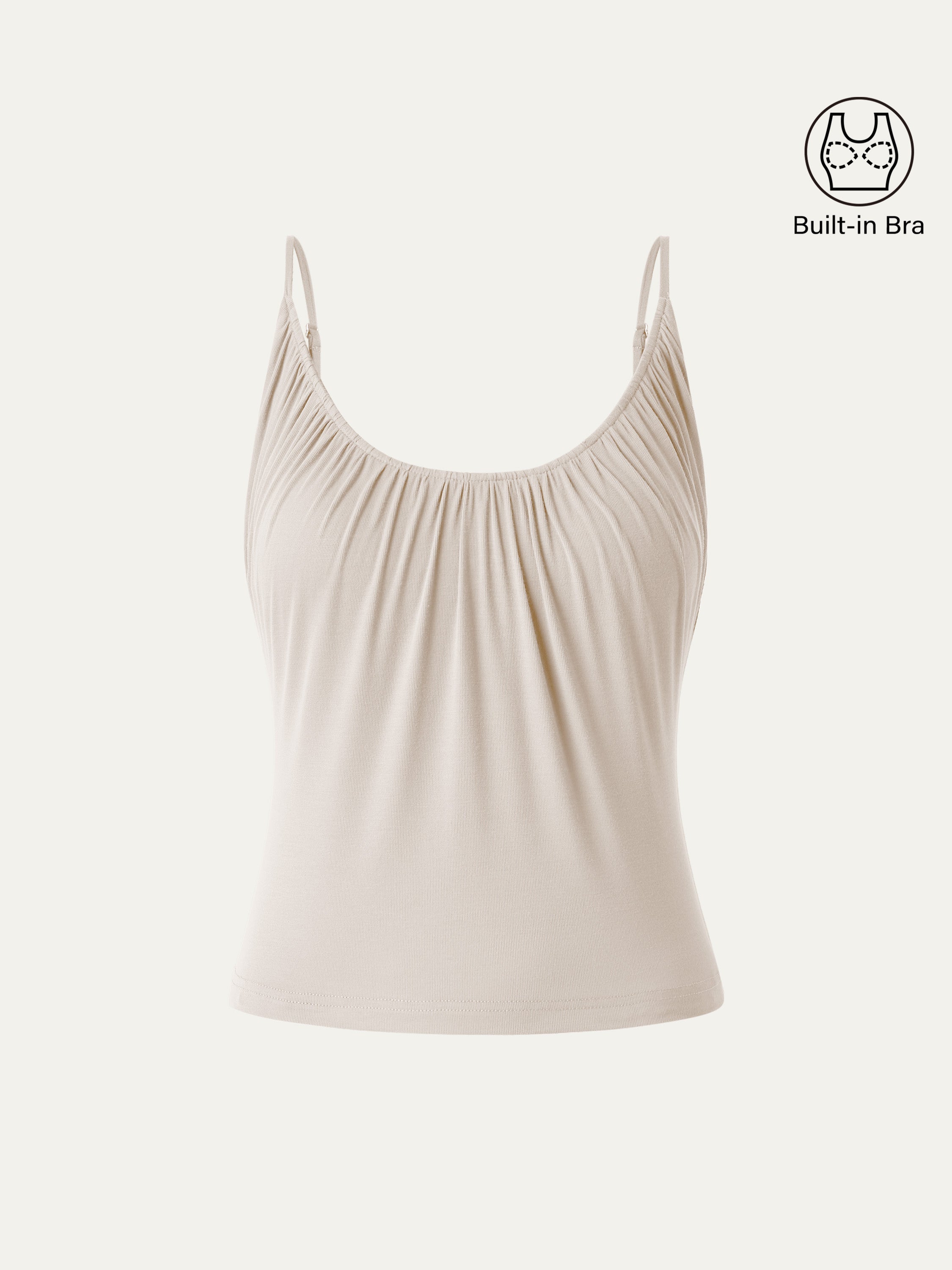 OGLmove Women's Scoop Neck Gathered Spaghetti Bra Tank