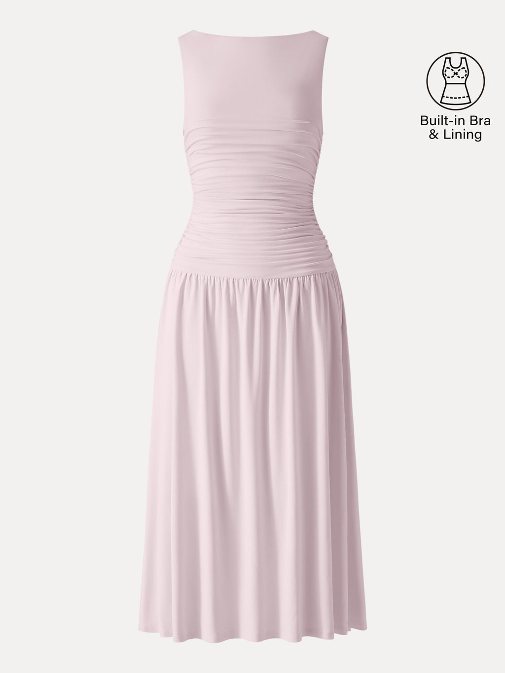OGLmove SkinKiss Cooling Boatneck Ruched Midi Bra Dress