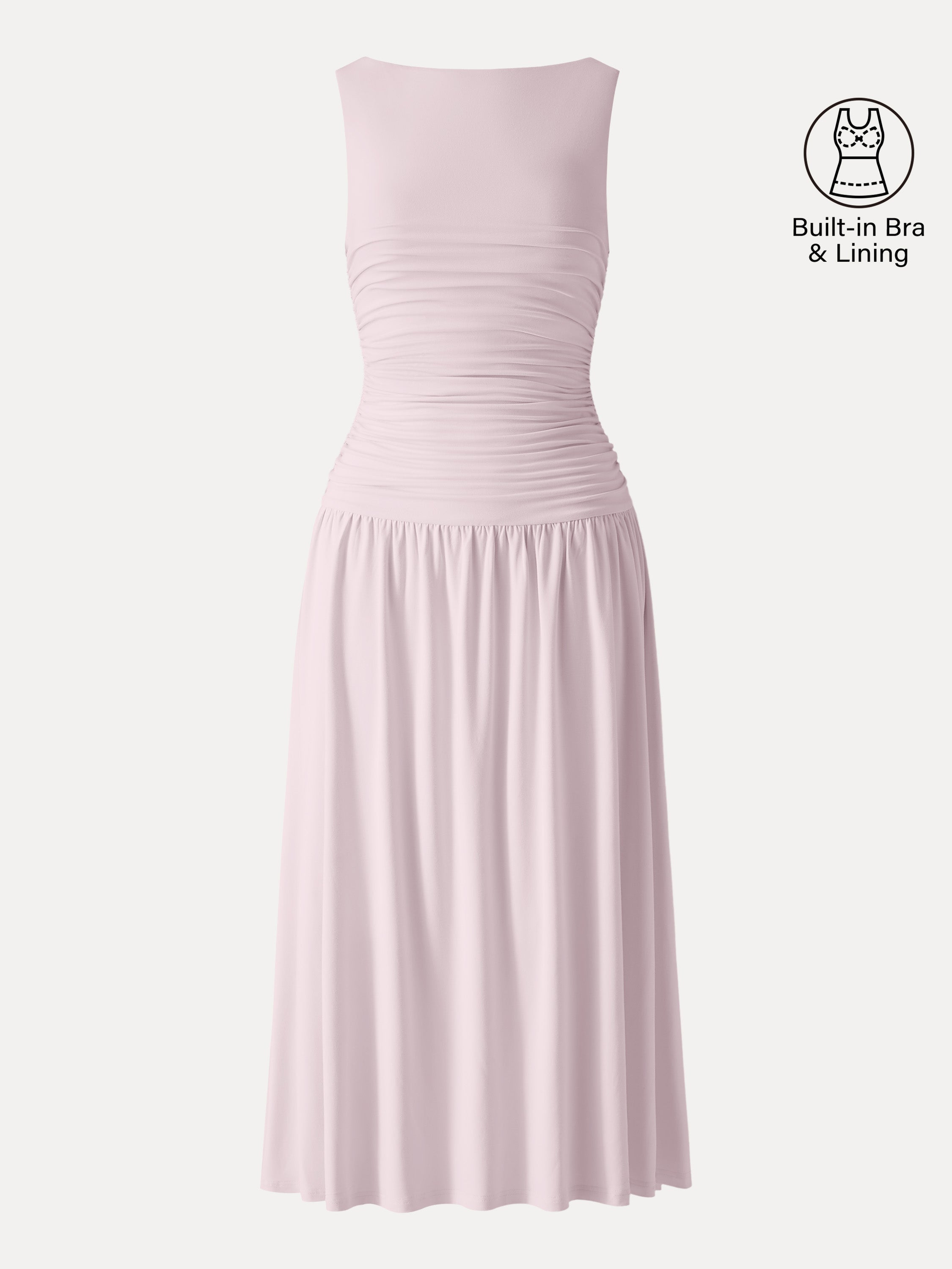 OGLmove SkinKiss Cooling Boatneck Ruched Midi Bra Dress
