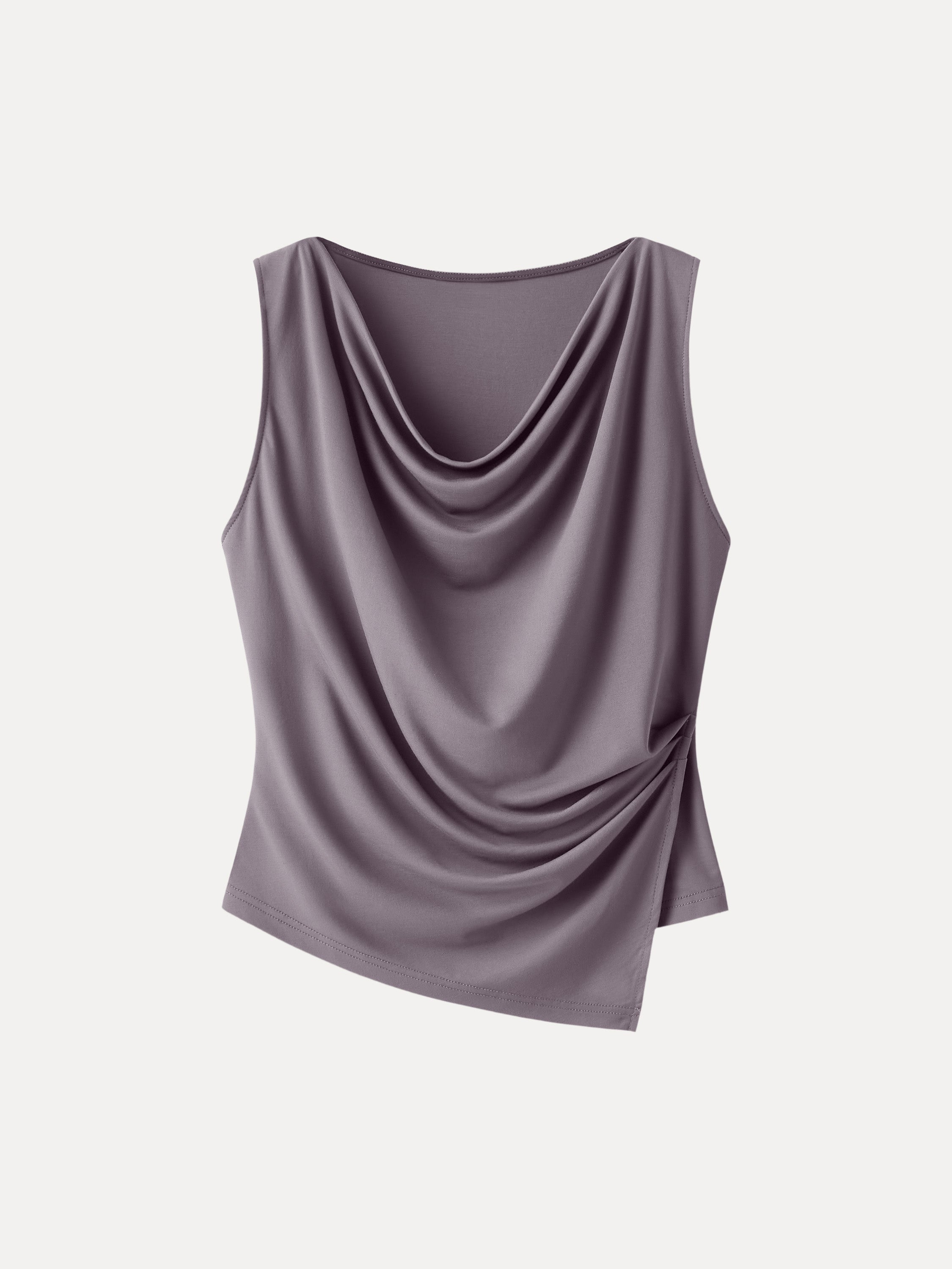 OGLmove Cowl Neck Asymmetrical Tucked Sleeveless Top