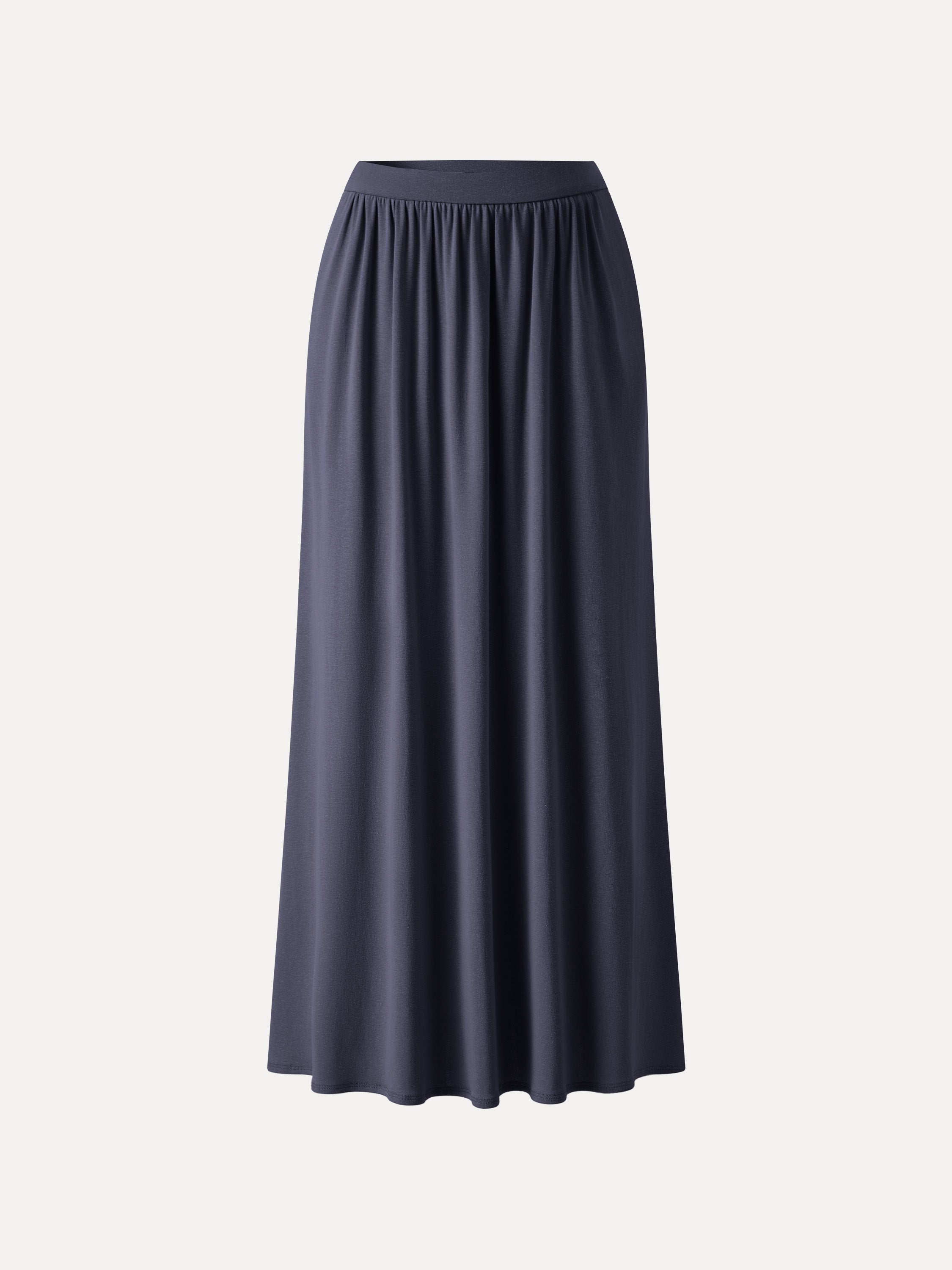 OGLmove Soft Linen Knit Gathered A-Line Maxi Skirt with Pockets