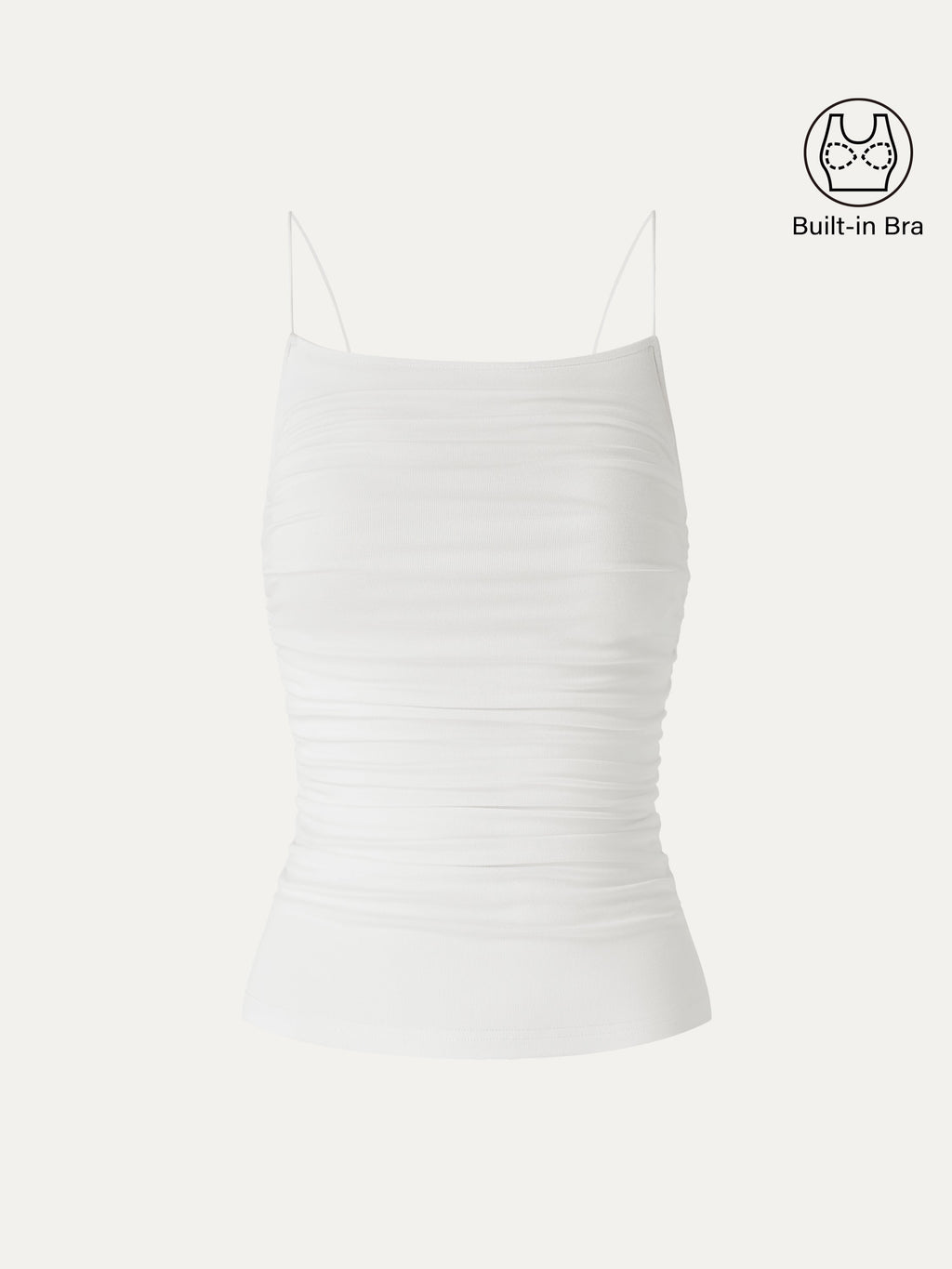 OGLmove Square Neck Ruched Spaghetti Bra Top