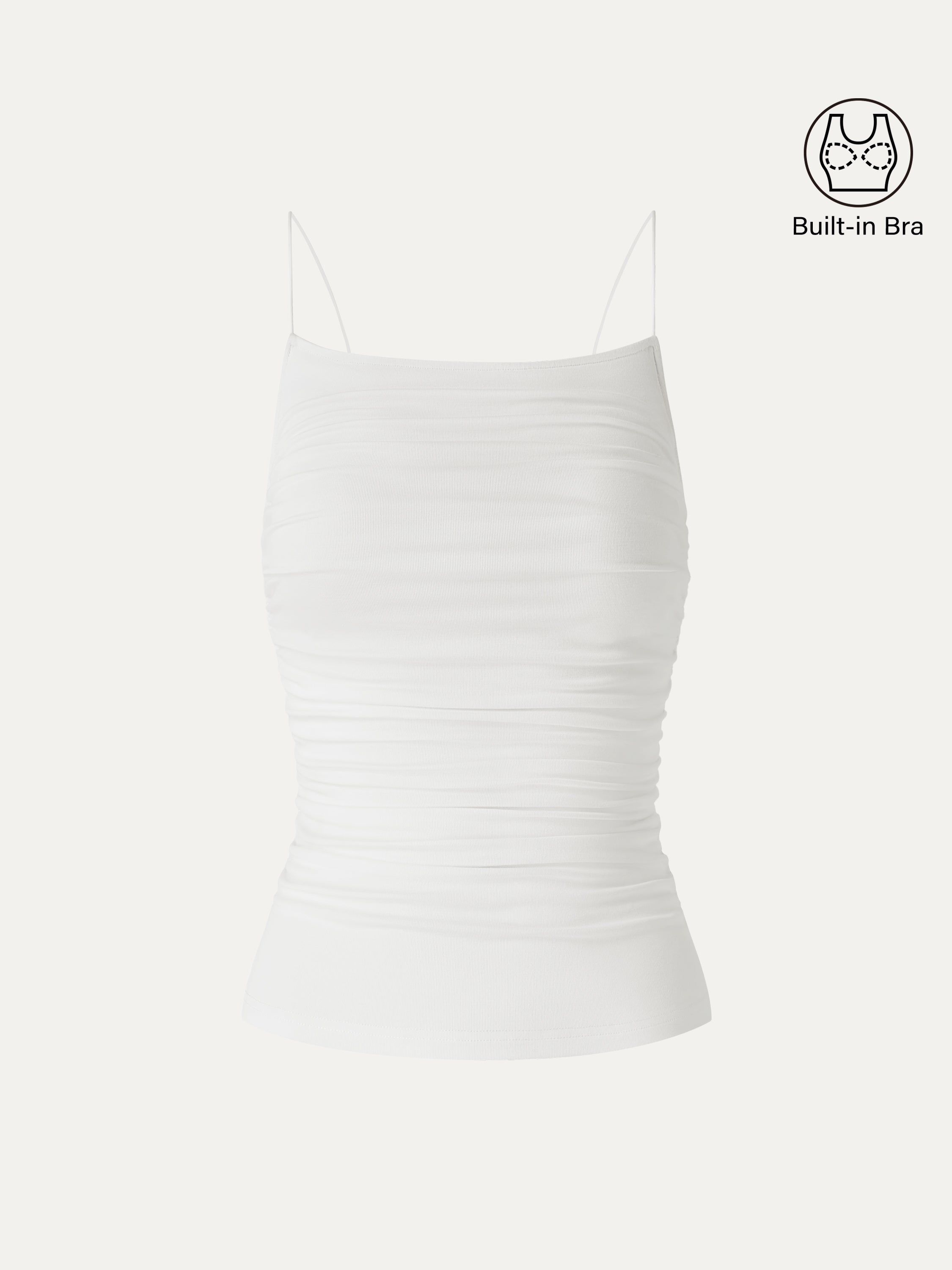 OGLmove Square Neck Ruched Spaghetti Bra Top