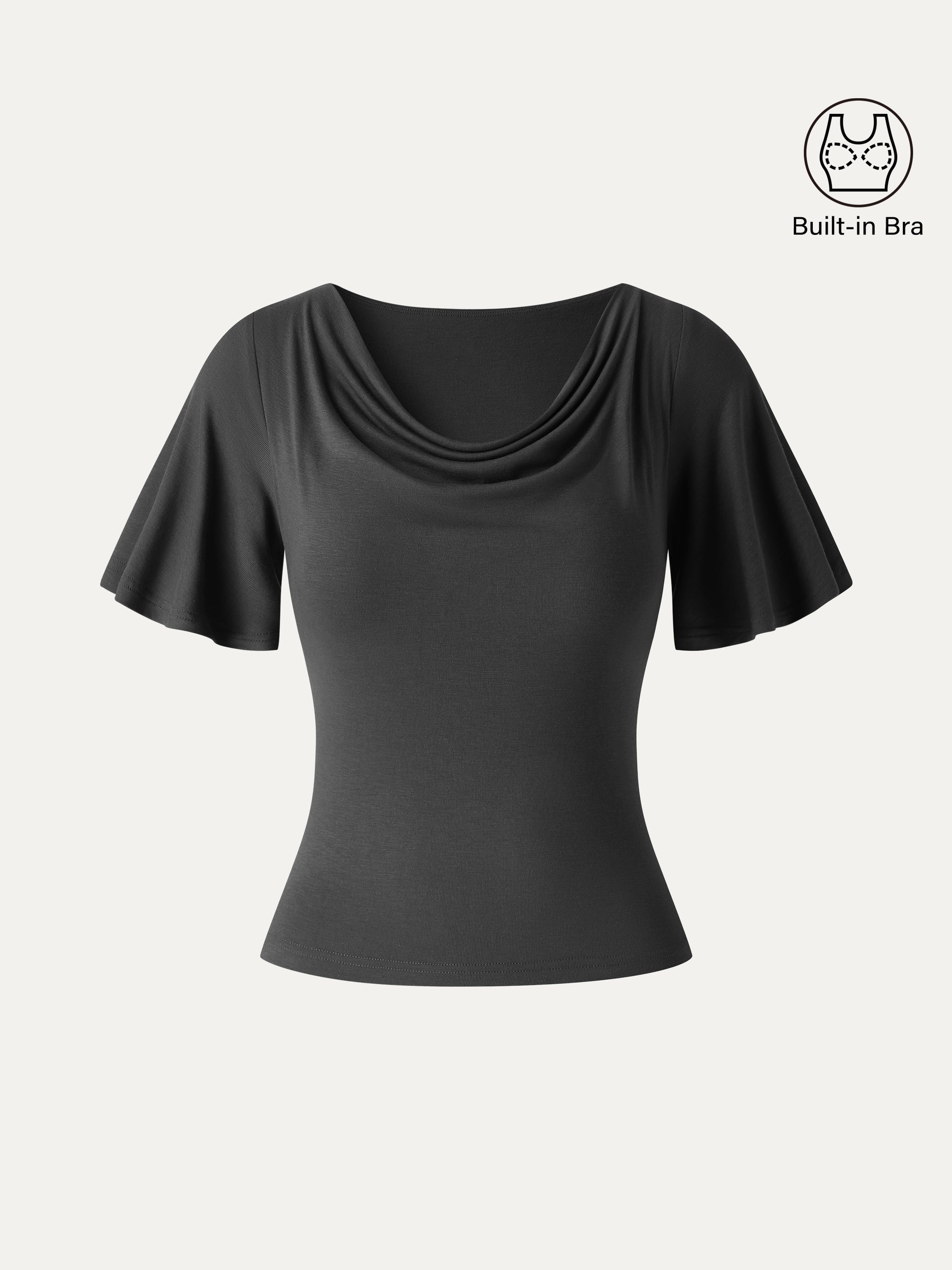 OGLmove CoolTouch Cowl Neck Flutter Sleeve Bra Top