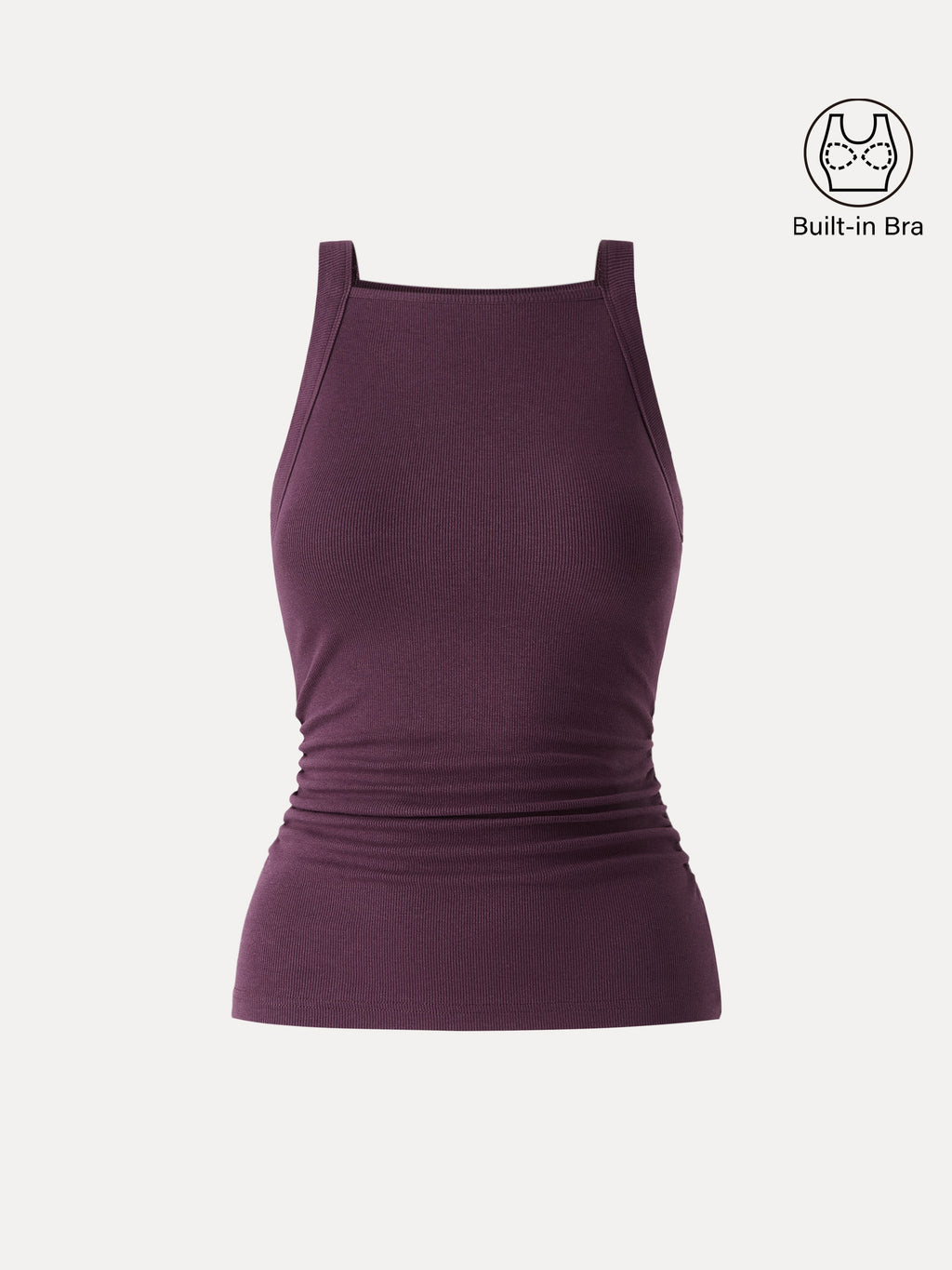 OGLmove Plantive Square Neck Ruched Rib Bra Tank