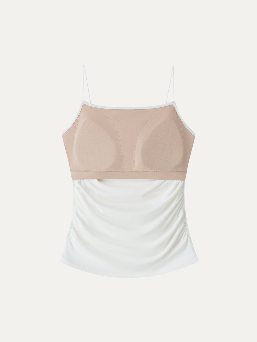 OGLmove Women's Square Neck Ruched Spaghetti Bra Top