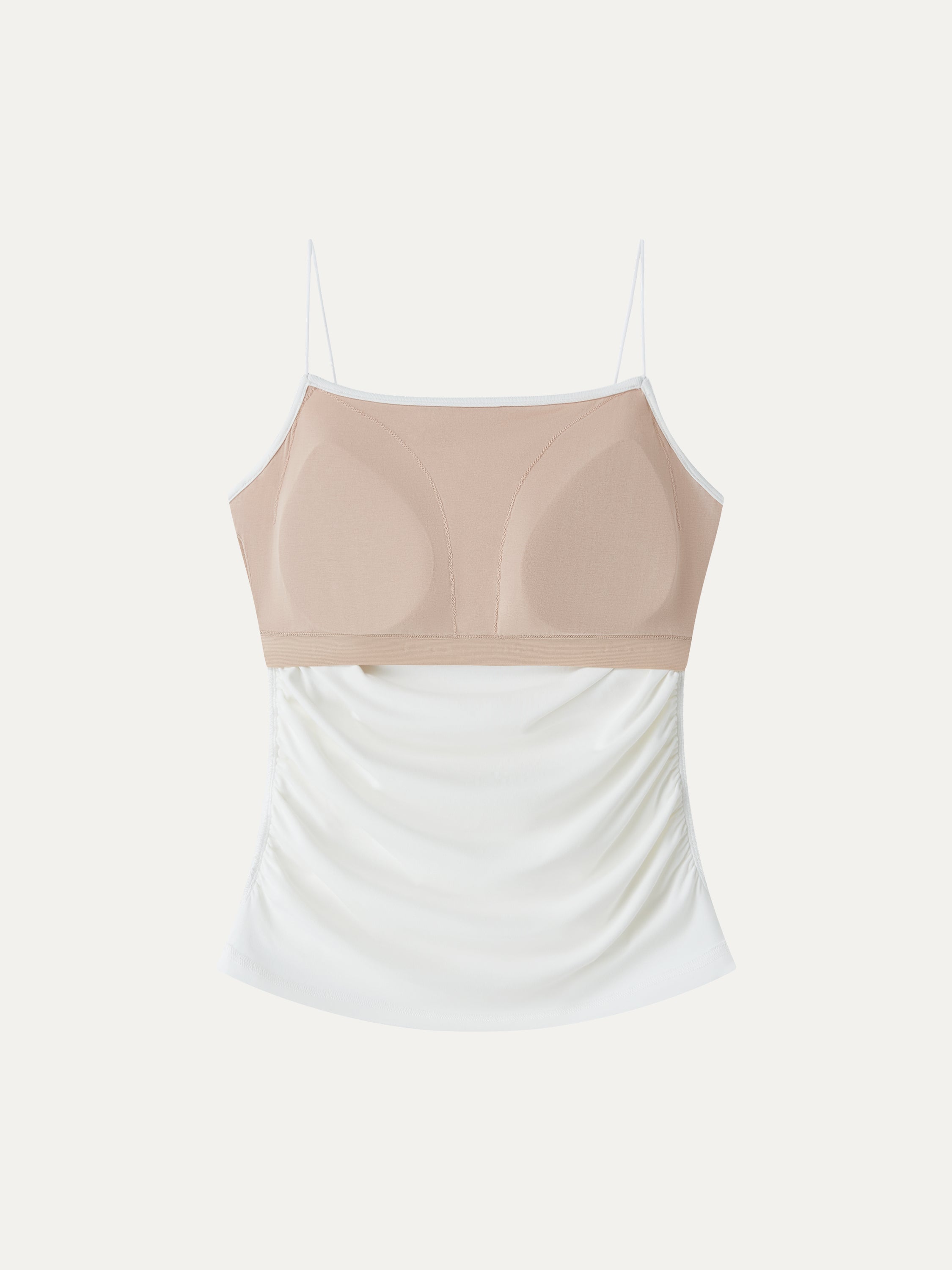 OGLmove Women's Square Neck Ruched Spaghetti Bra Top
