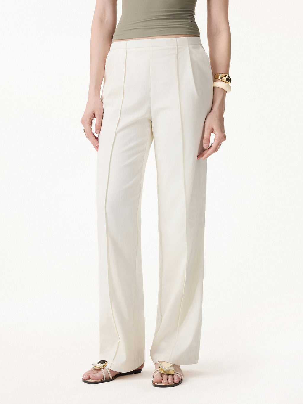 OGLmove Lyocell-Linen Pintuck Wide Leg Vacay Pant