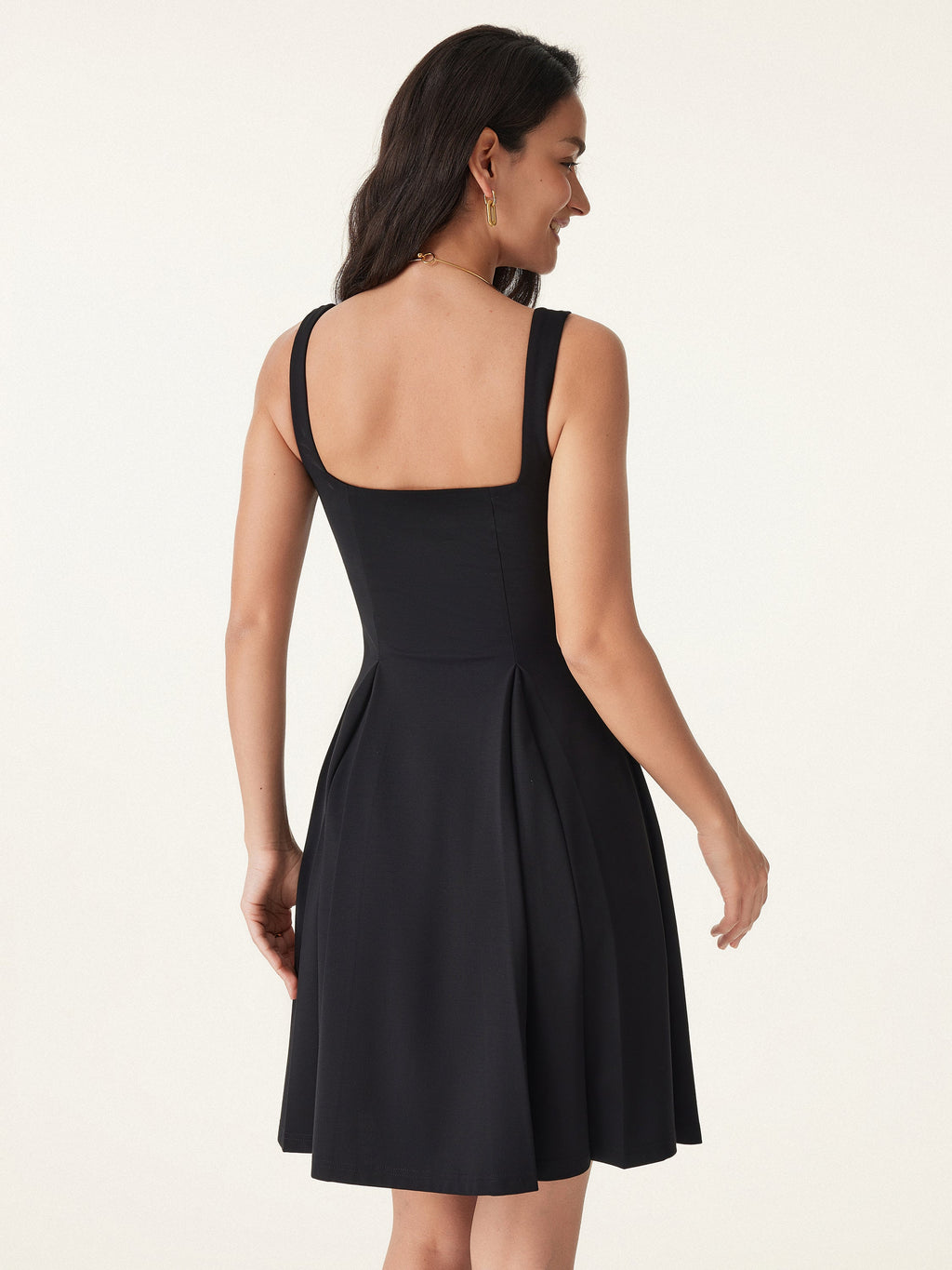 OGLmove Women's Square Neck Fit-and-Flare Mini Bra Dress