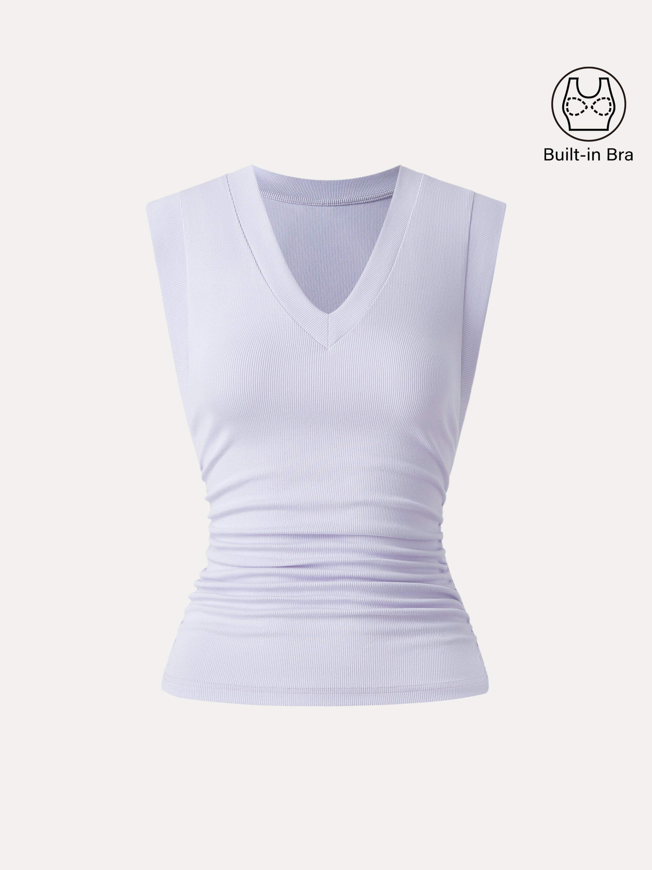 OGLmove Stretch Cotton V-Neck Side Ruched Muscle Bra Top
