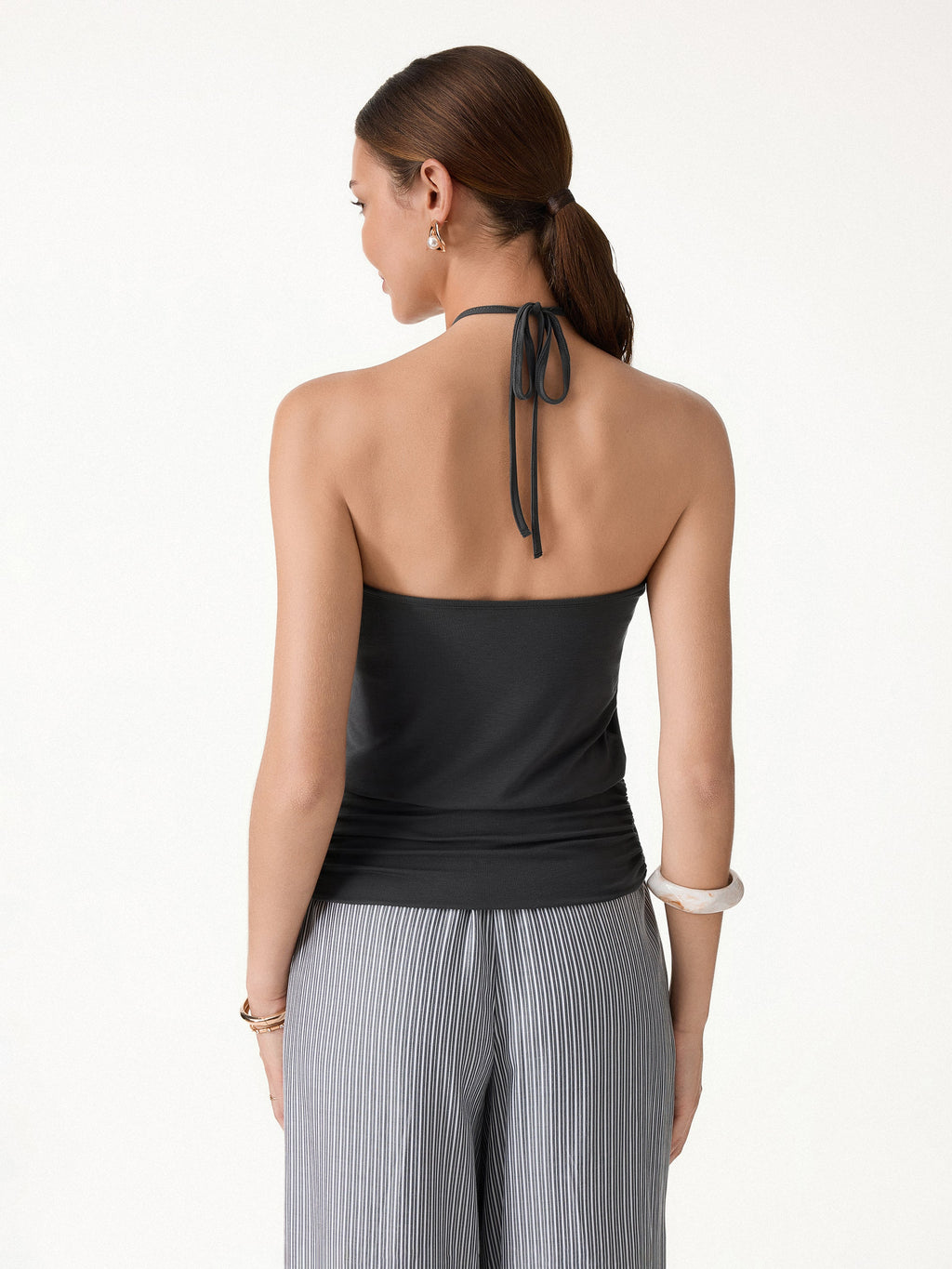 OGLmove CoolTouch Halter Ruched Hem Bra Top